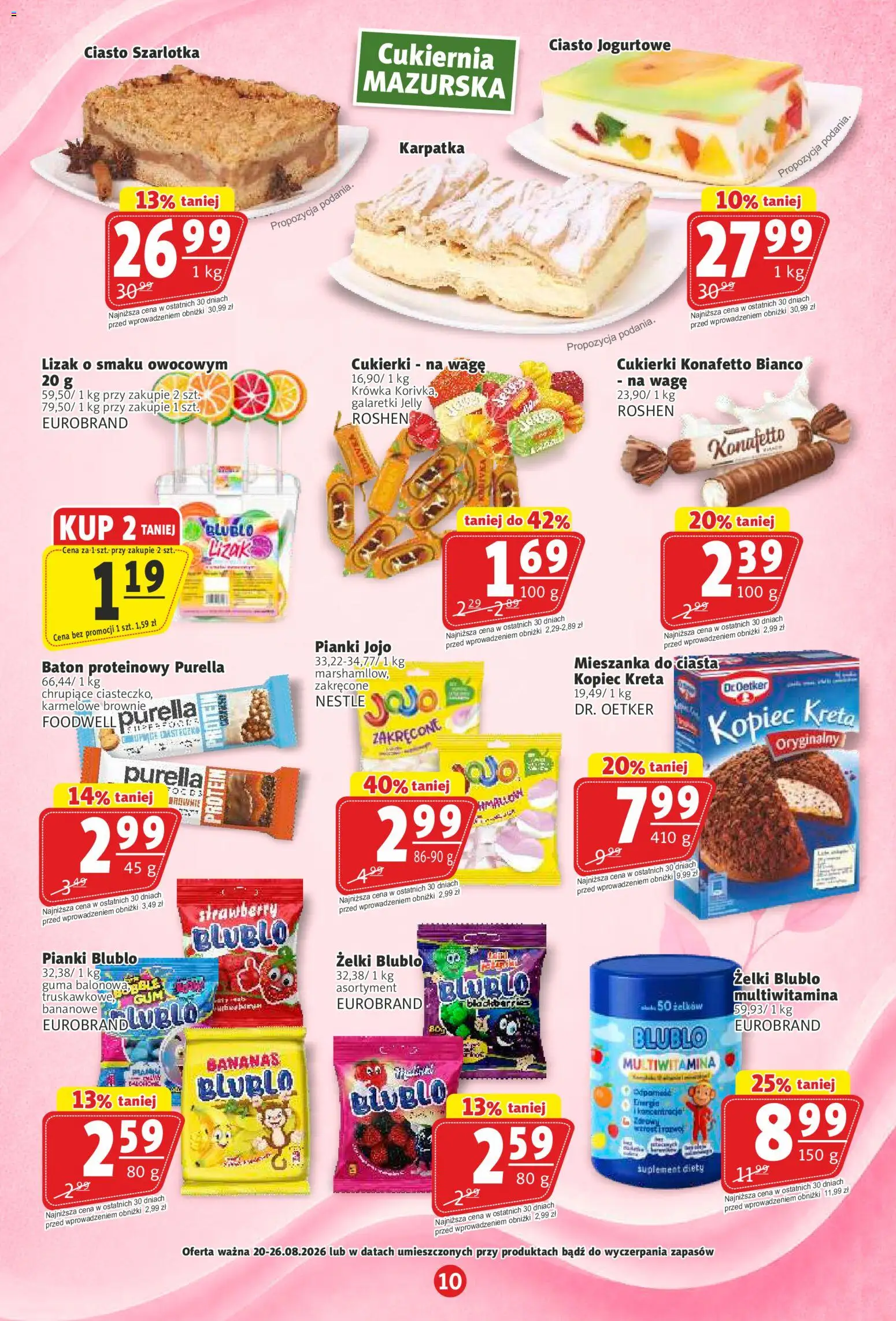 Prim Market gazetka od 20.08.2026 | Strona: 10 | Produkty: Żelki, Baton proteinowy, Brownie, Pianki jojo