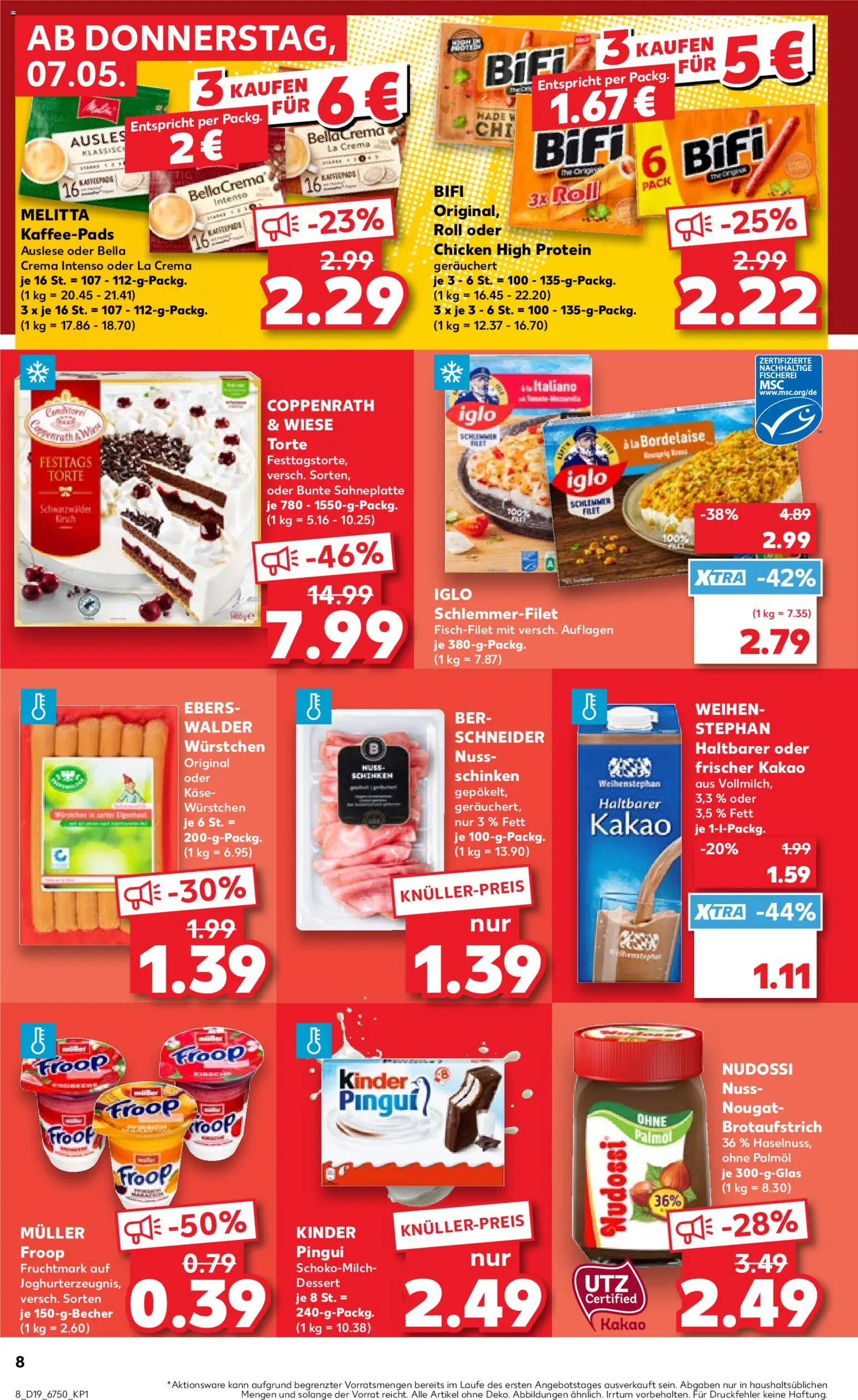 Kaufland Prospekt – gültig ab 07.05.2026 | Seite: 8 | Produkte: Froop, Melitta, Iglo, Bifi