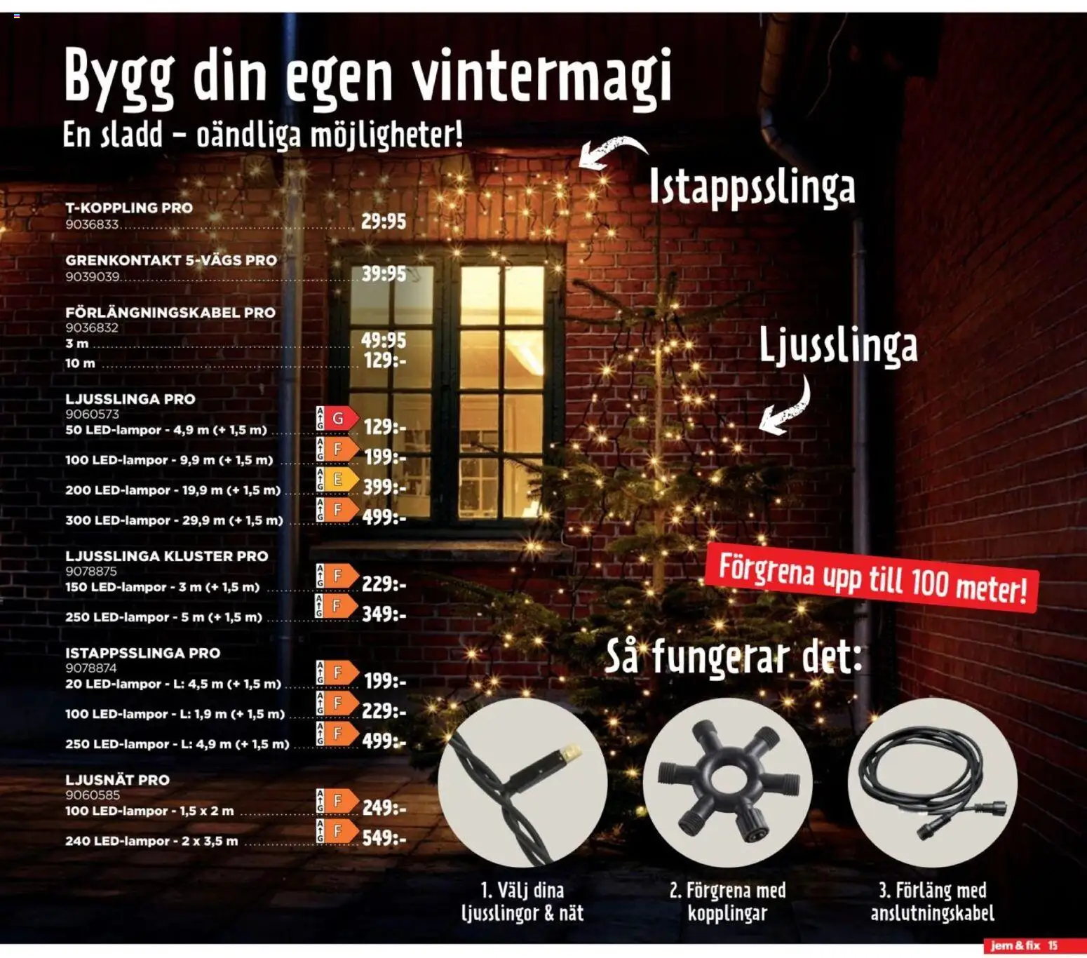 Jem & Fix reklamblad aktuell från 05/10/2026 | Sida: 15 | Produkter: Sladd, Ljusslinga