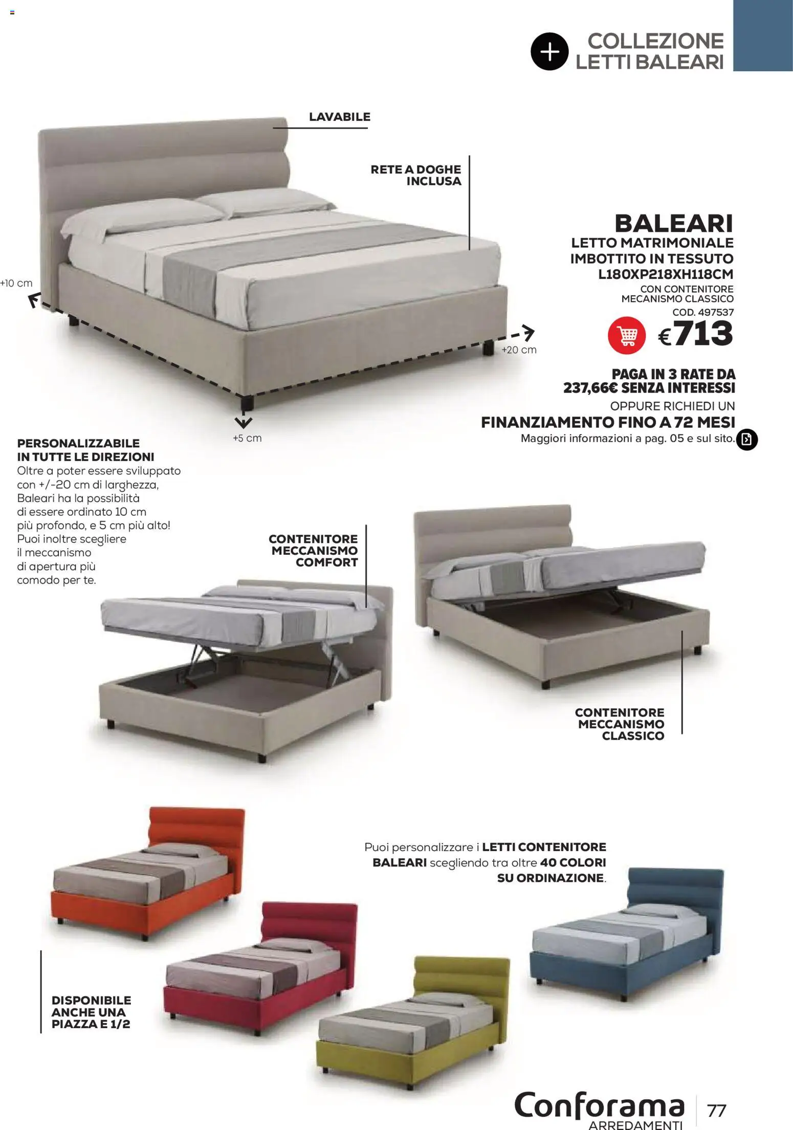Volantino Conforama del 22/06/2026 | Pagina: 77 | Prodotti: Letto matrimoniale, Contenitore, Letto