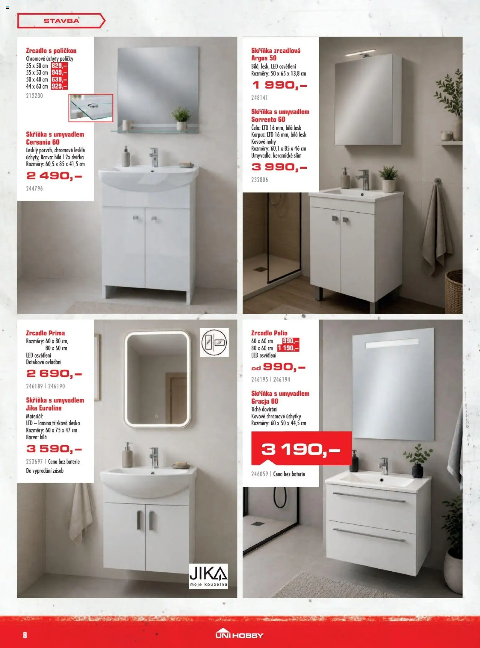 Uni Hobby leták od 01.10.2026 | Strana: 8 | Produkty: Umyvadlo, Baterie, Zrcadlo, LED
