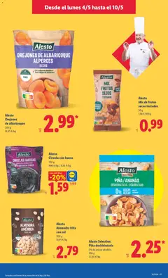 Vista previa Alesto Selection Piña deshidratada, 100 g Piña deshidratada 0% de azúcar añadido. válido desde el 04.05.2026 | Página: 17 | Productos: Piña, Frutos secos, Αποφλοιωτής σκόρδου