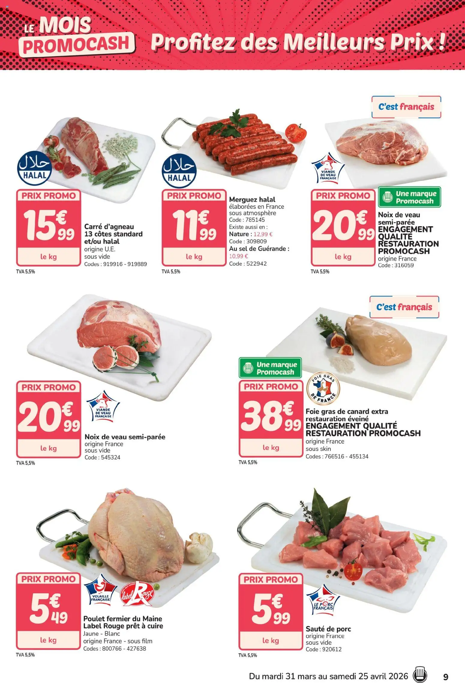 {H1} | Page: 9 | Produits: Volaille, Merguez, Sauté de porc, Noix