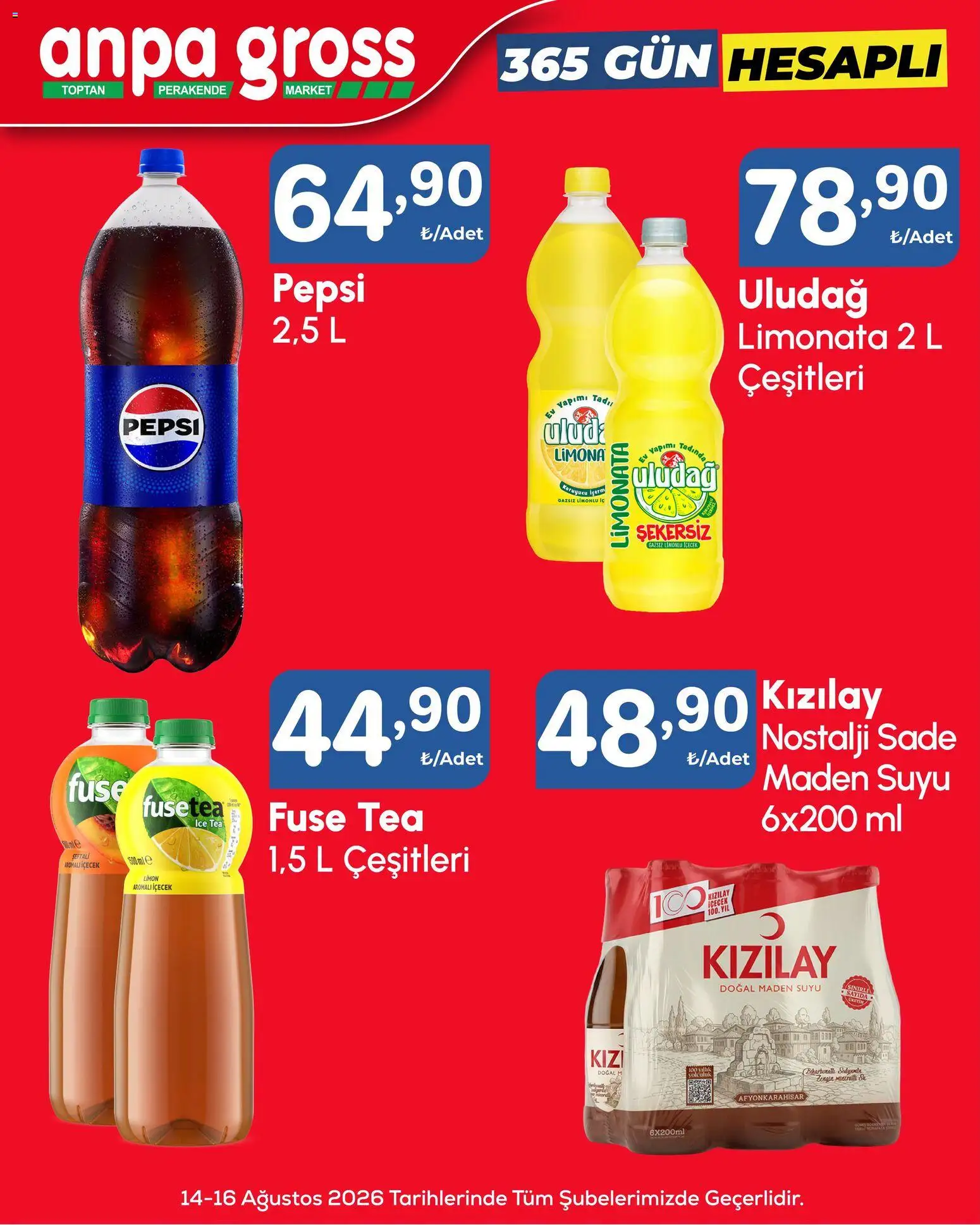 Anpa Gross - Hafta sonu fırsatları - 14 Ağustos 2026 tarihinden itibaren geçerlidir | Sayfa: 18 | Ürünler: Limonata, Limon, Şeftali, Maden suyu
