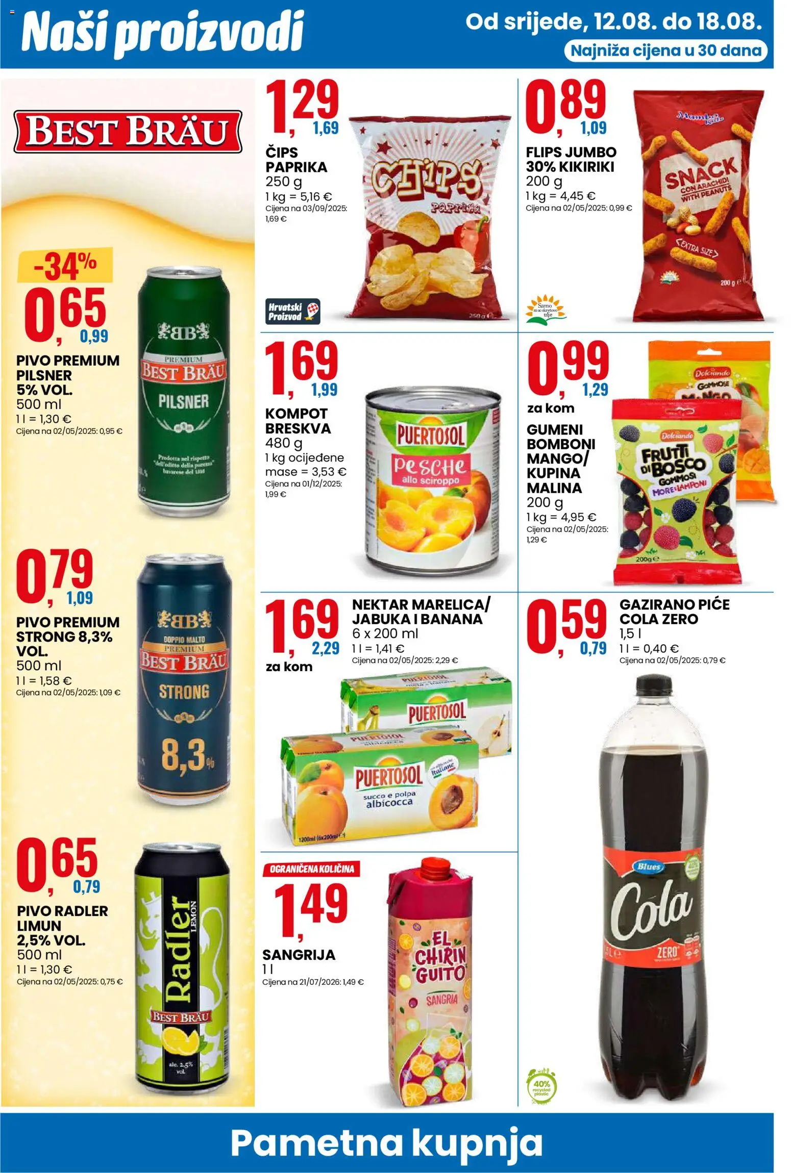 Eurospin katalog | vrijedi od 12.08.2026 | Stranica: 12 | Proizvodi: Radler, Bomboni, Mango, Jabuka
