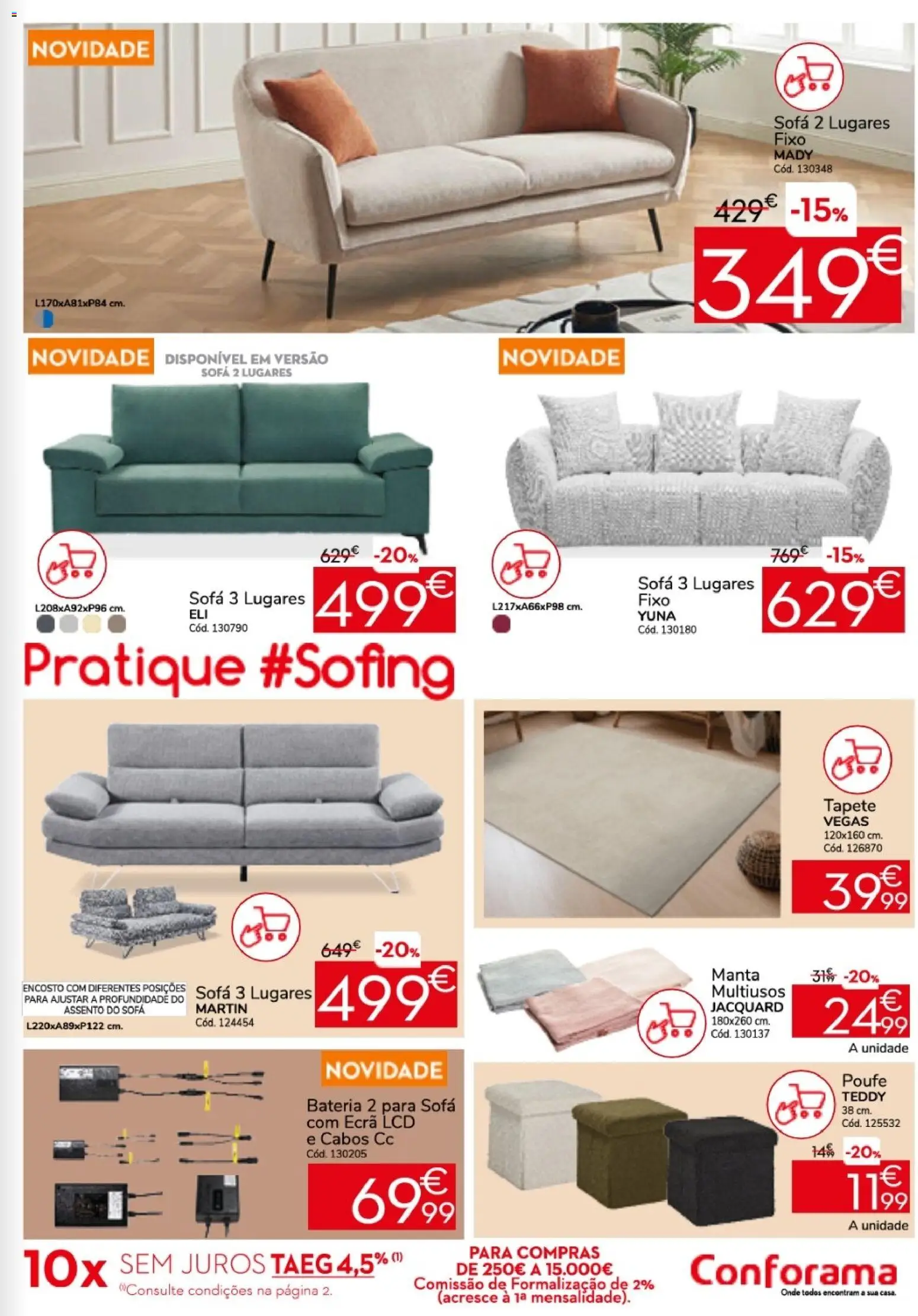 Conforama folheto │ válido de 26.05.2026 | Página: 5 | Produtos: Sofá, Bateria, Tapete