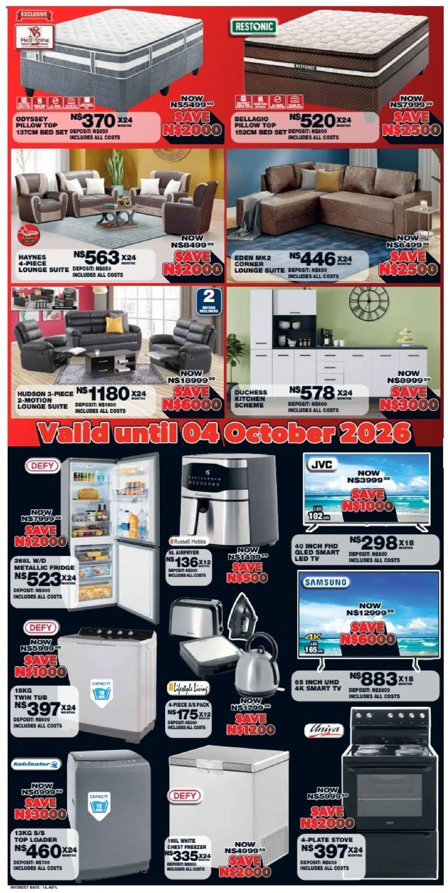 New Lewis Stores catalogue – valid from 28/09/2026 | Page: 2 | Products: Bed, Pillow, Lounge suite, Chest freezer