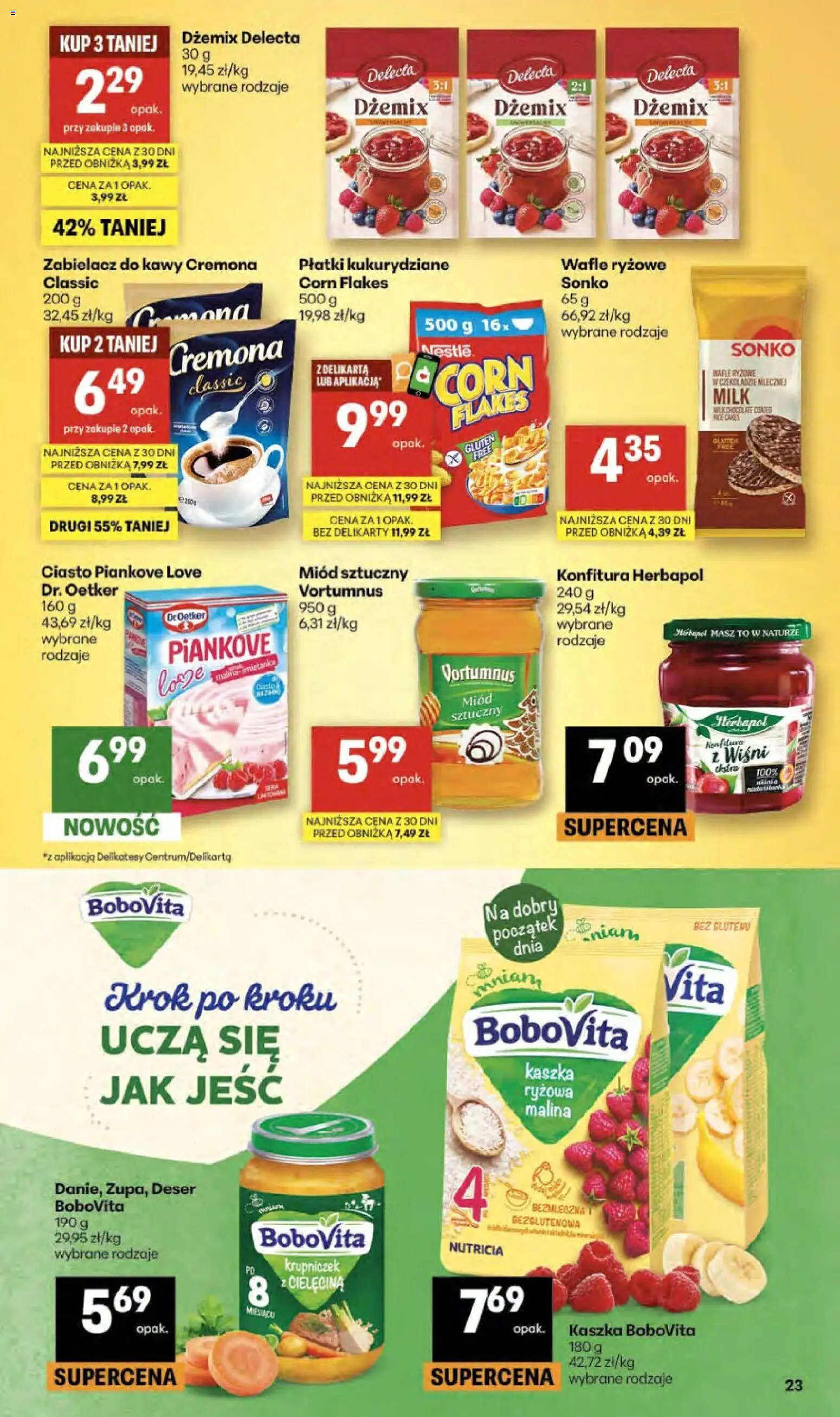 Delikatesy Centrum gazetka od 14.05.2026 | Strona: 23 | Produkty: Malina, Miód, Wafle, Corn Flakes