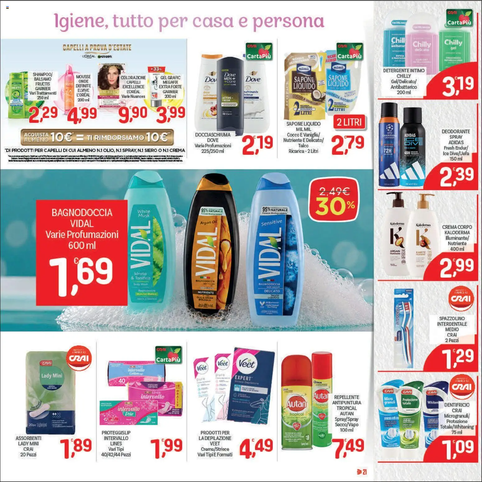 Volantino CRAI del 09/07/2026 | Pagina: 21 | Prodotti: Shampoo, Detergente intimo, Talco, Cocco