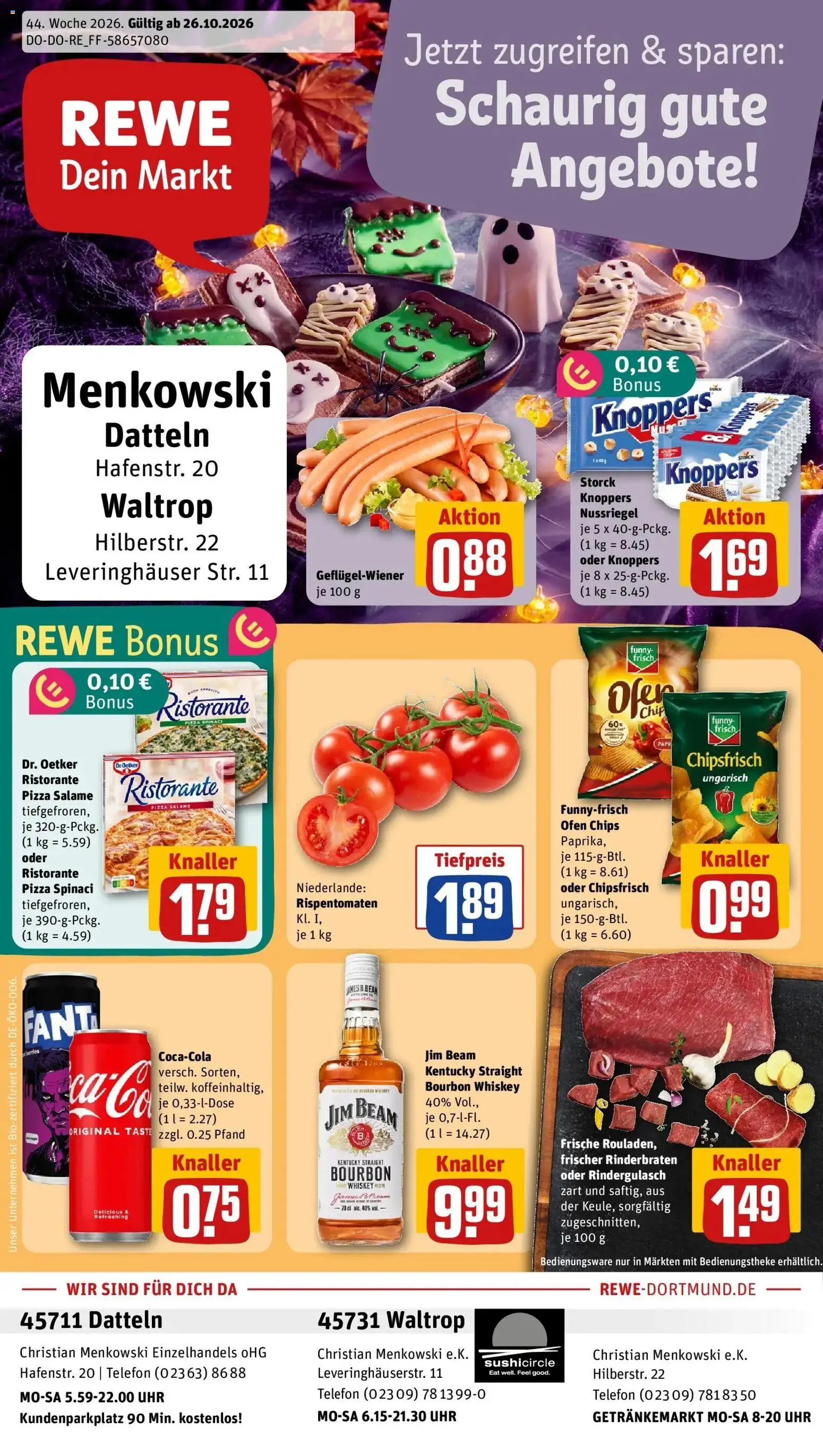 REWE Prospekt ab 26.10.2026 zum Blättern » Angebote | Seite: 1 | Produkte: Ristorante, Funny frisch, Telefon, Uhr