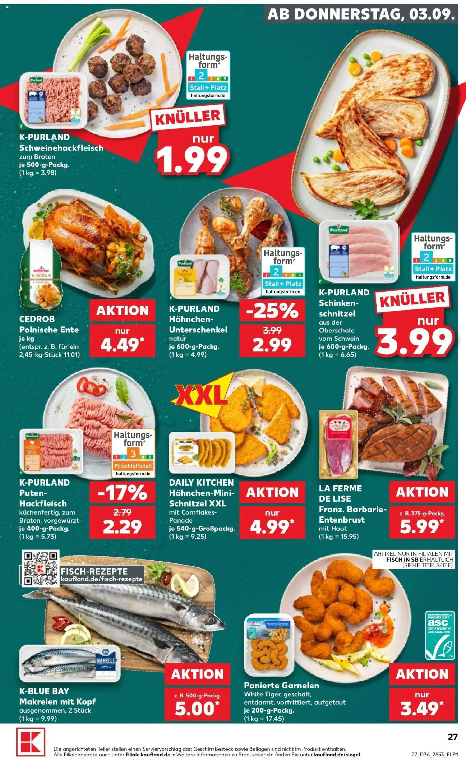Prospekt Kaufland ab 31.08.2026 » Angebote Online zum Blättern | Seite: 36 | Produkte: Hahnchen, Cornflakes, Garnelen, Hackfleisch