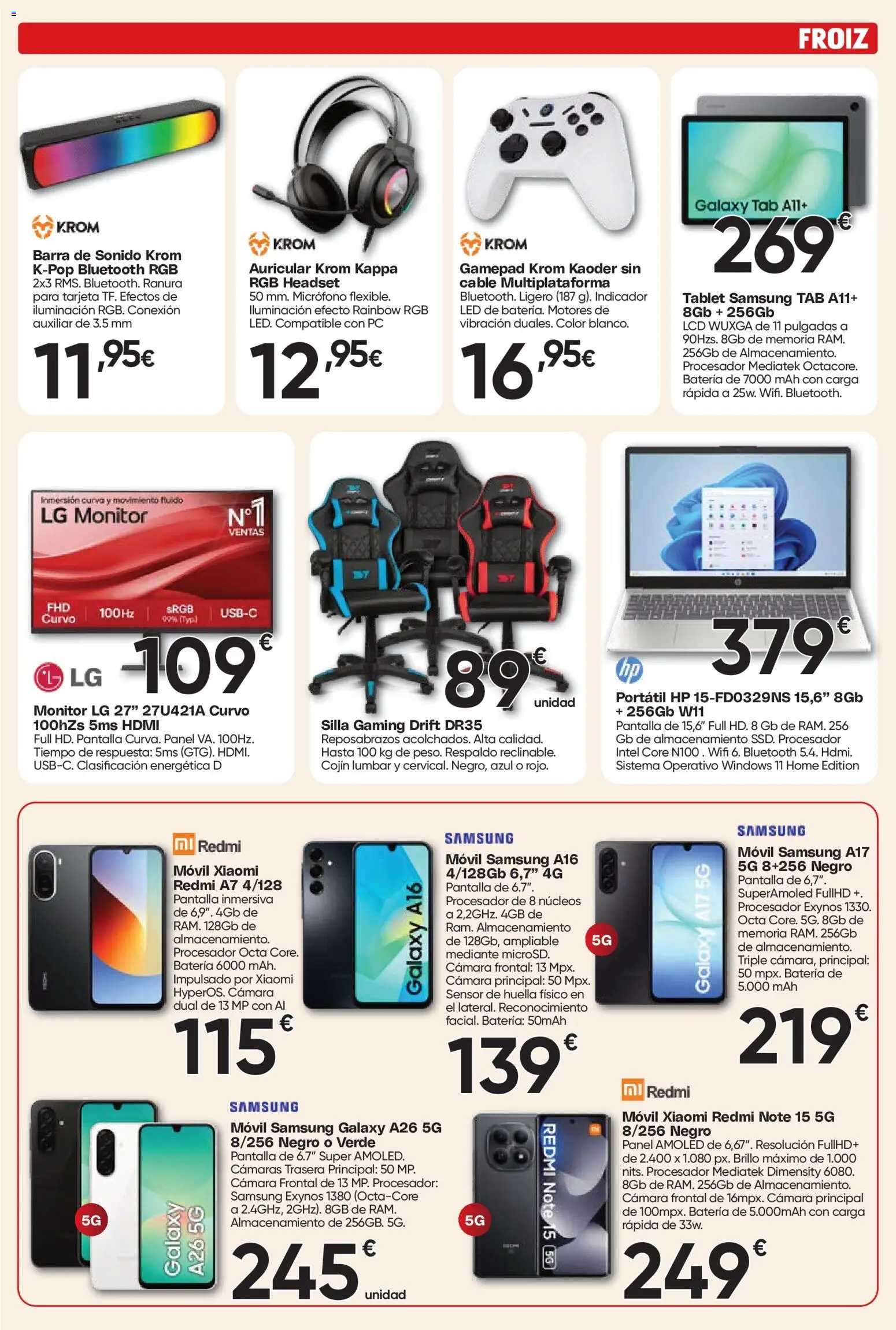 Froiz - Folleto Hiper │ válido desde el 28/07/2026 | Página: 3 | Productos: Καλαμάρι, Tablet, Cable, Batería