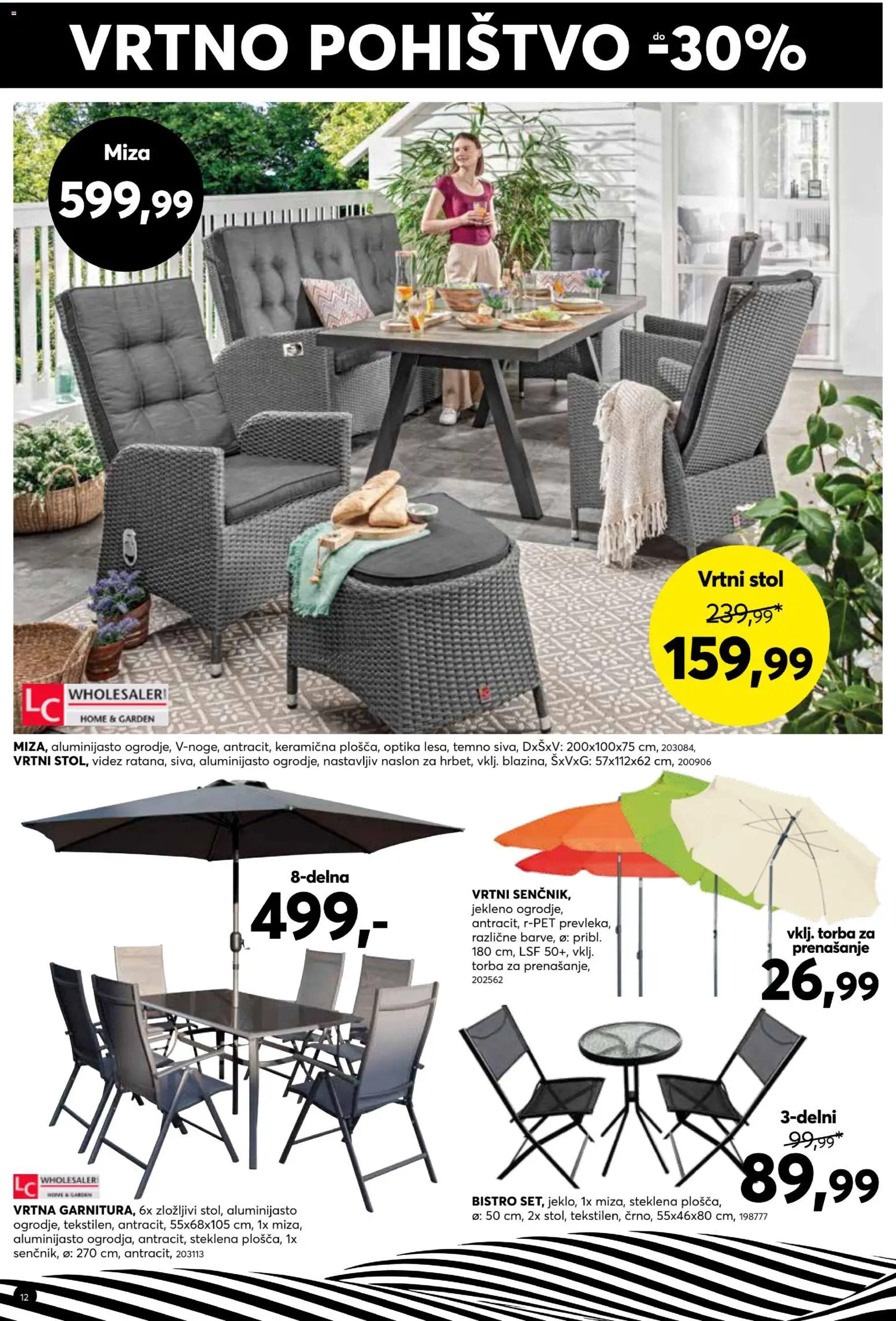 Novi Dipo katalog ponudbe – veljaven od 22.04.2026 | Stran: 12 | Izdelki: Torba, Vrtni stol, Pohištvo, Stol