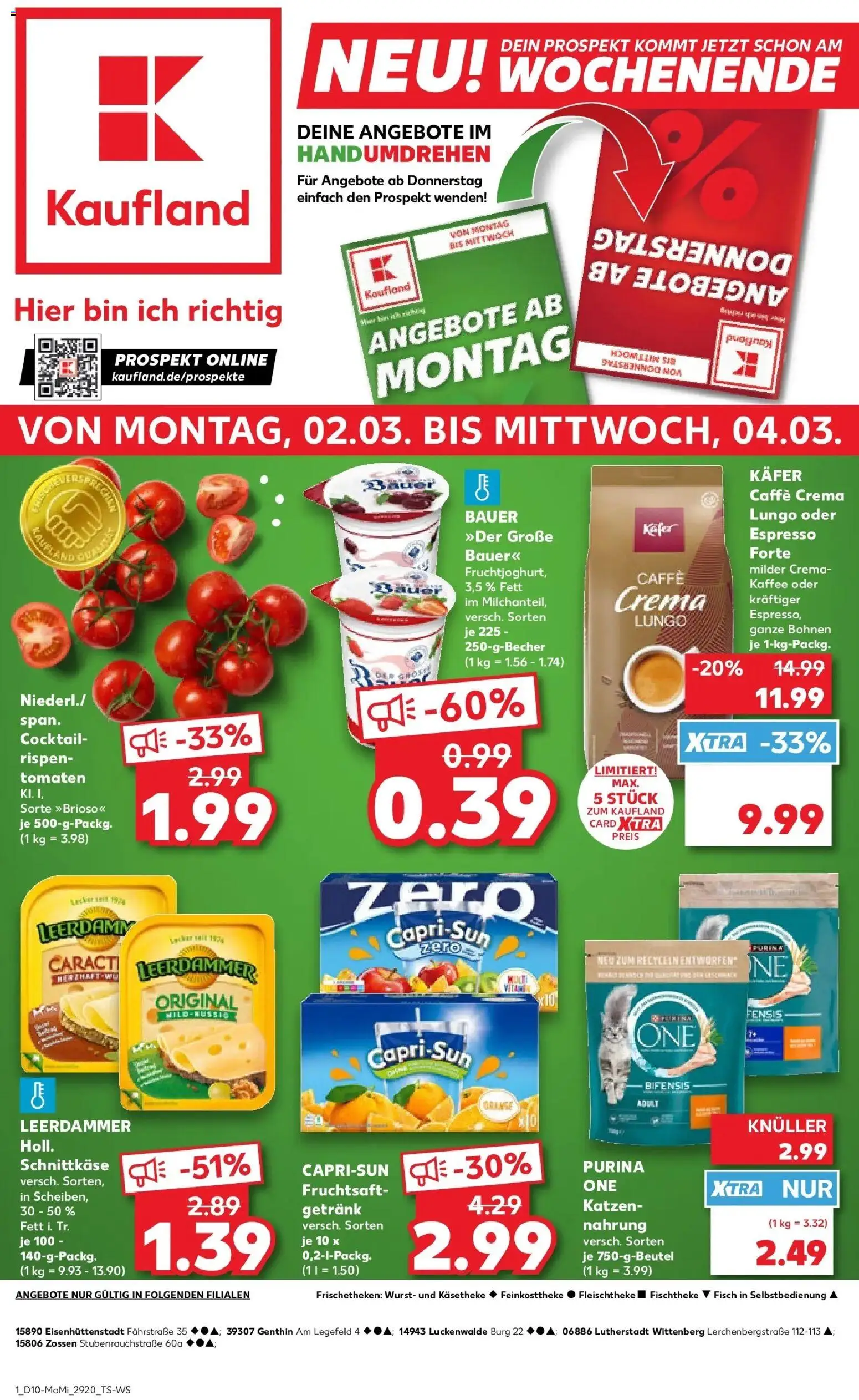 Kaufland Prospekt Lutherstadt Wittenberg	 – gültig ab 02.03.2026 | Seite: 1 | Produkte: Purina one, Kaffee, Leerdammer, Fisch