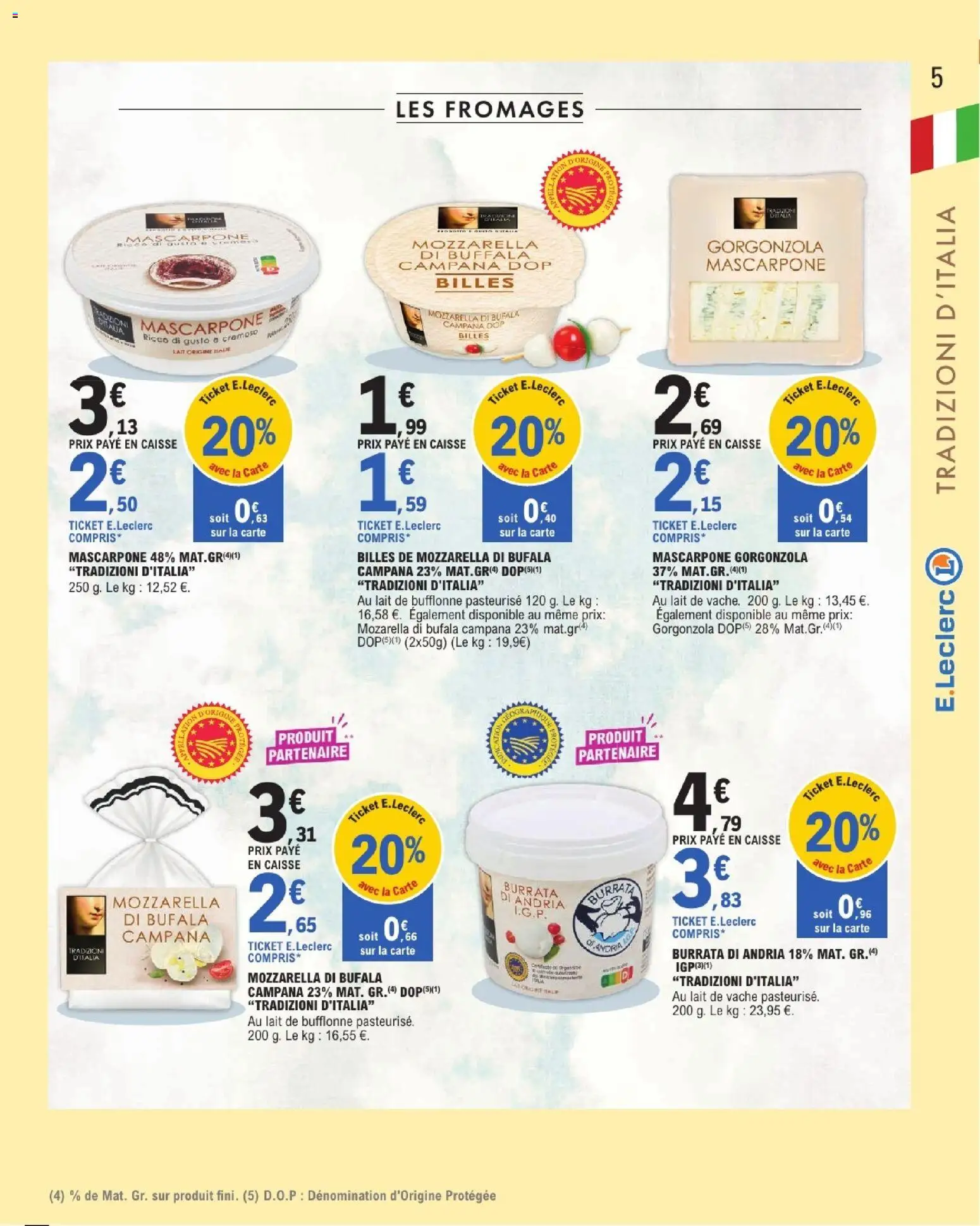 {H1} | Page: 5 | Produits: Mozzarella, Lait, Burrata, Mascarpone