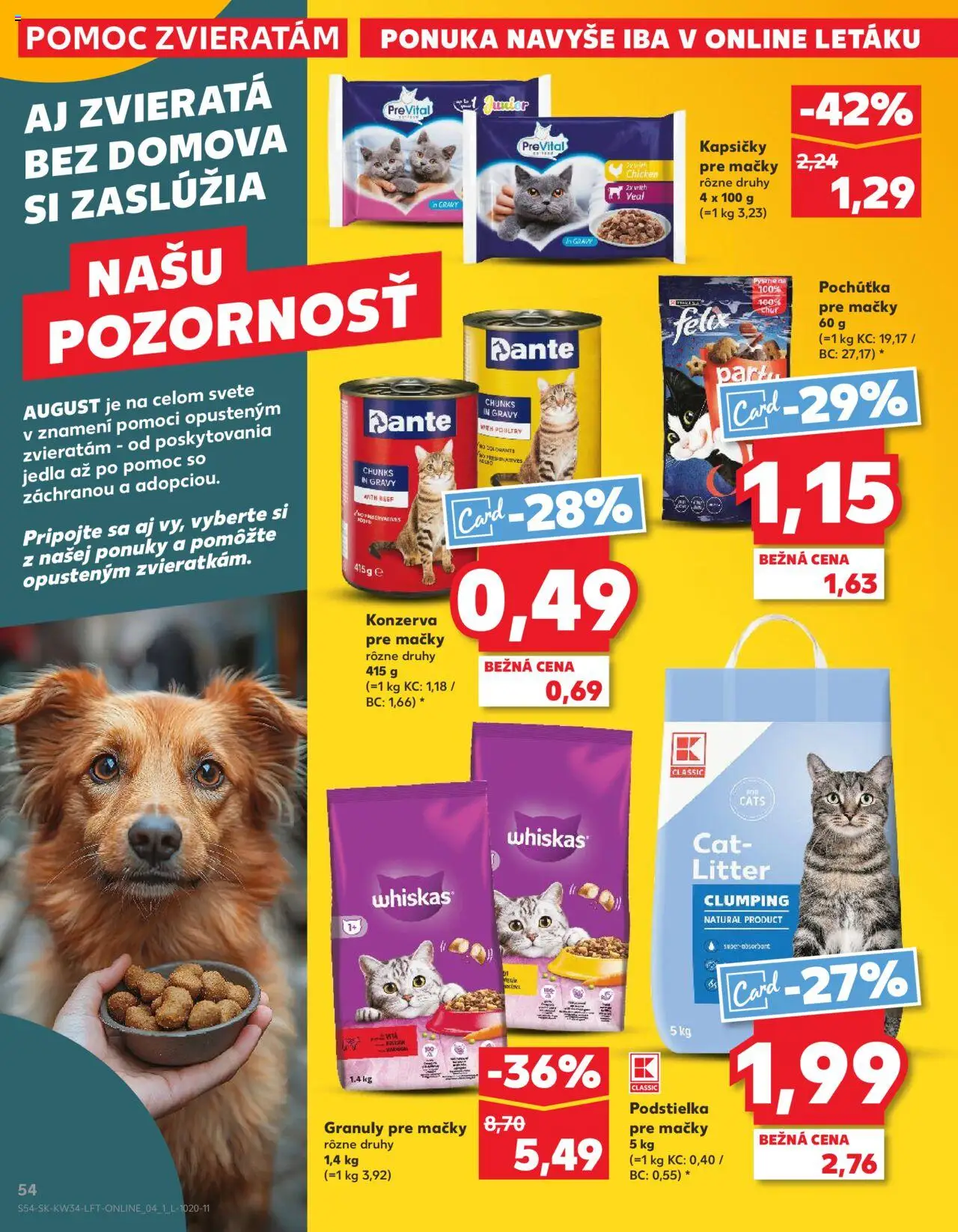 Nové Kaufland akcie – leták je platný od 21.08.2025 | Strana: 54 | Produkty: Felix, Whiskas, Kapsičky pre mačky