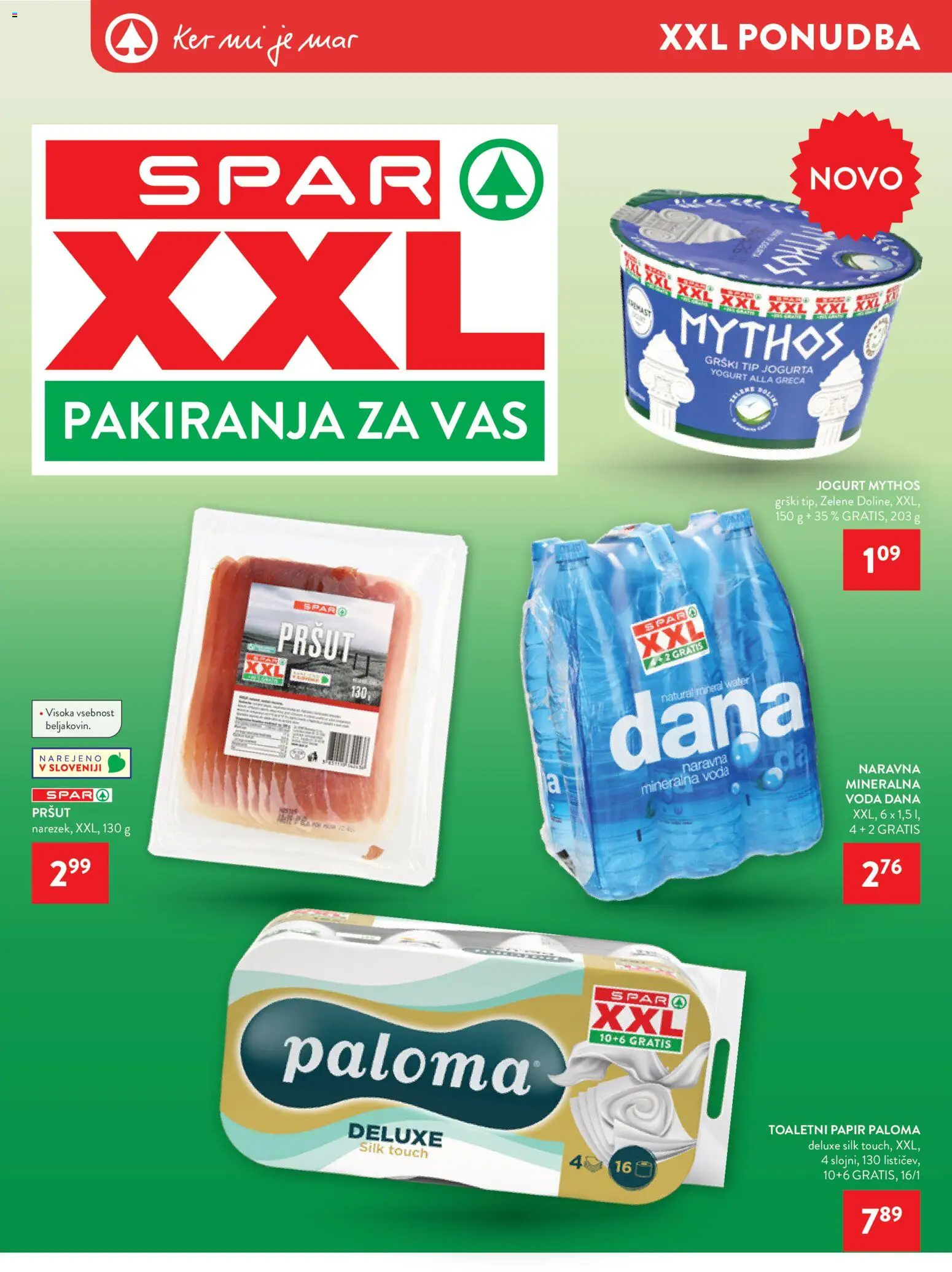 Novi Spar katalog ponudbe – veljaven od 12.08.2026 | Stran: 36 | Izdelki: Pršut, Toaletni papir, Jogurt, Voda