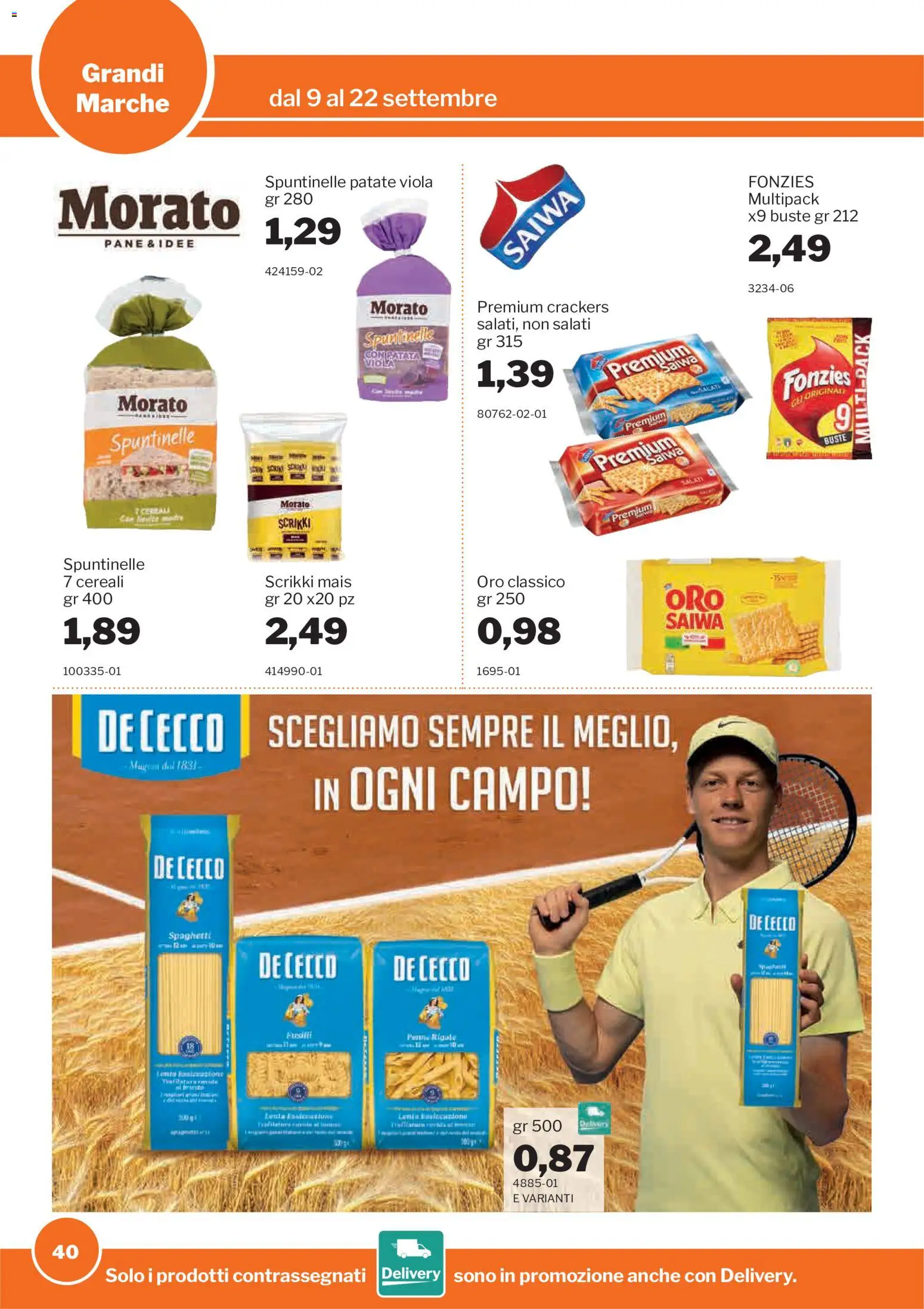 Volantino Sogegross del 09/09/2026 | Pagina: 40 | Prodotti: Pane, Patate, Mais, Penne