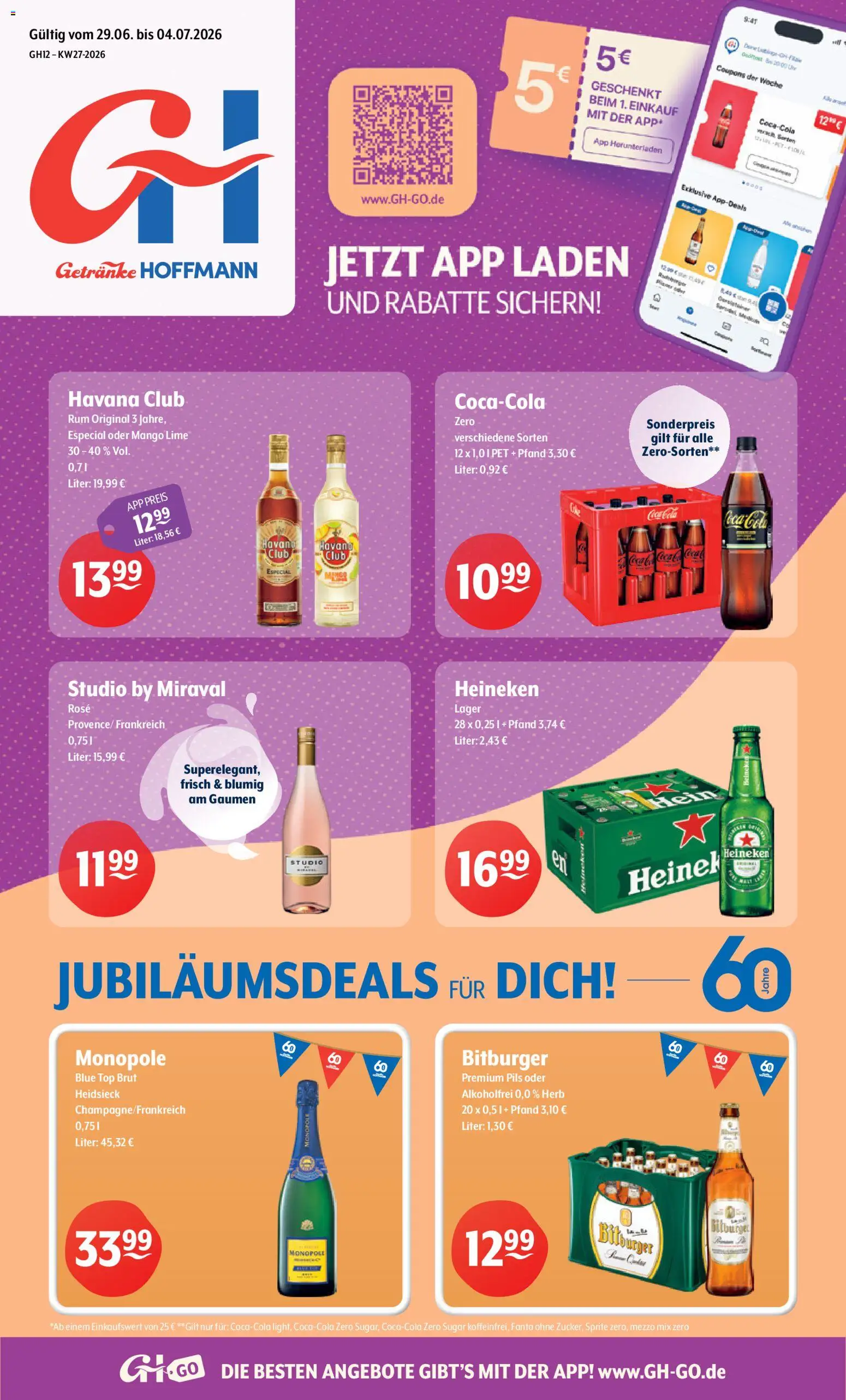Getränke Hoffmann - Brandenburg – gültig ab 29.06.2026 | Seite: 1 | Produkte: Top, Fanta, Rum, Heineken