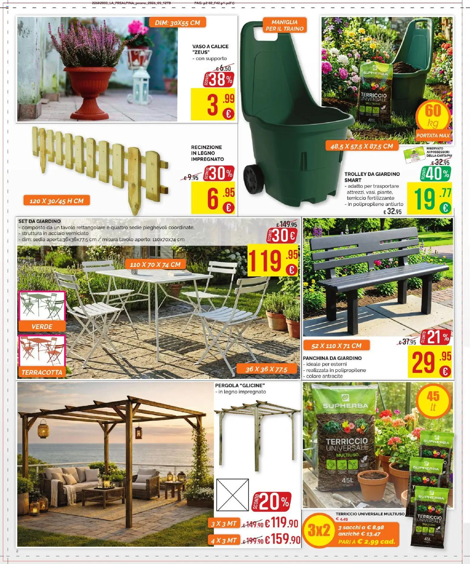 Volantino La Prealpina del 03/07/2026 | Pagina: 2 | Prodotti: Recinzione, Terriccio, Trolley, Tavolo