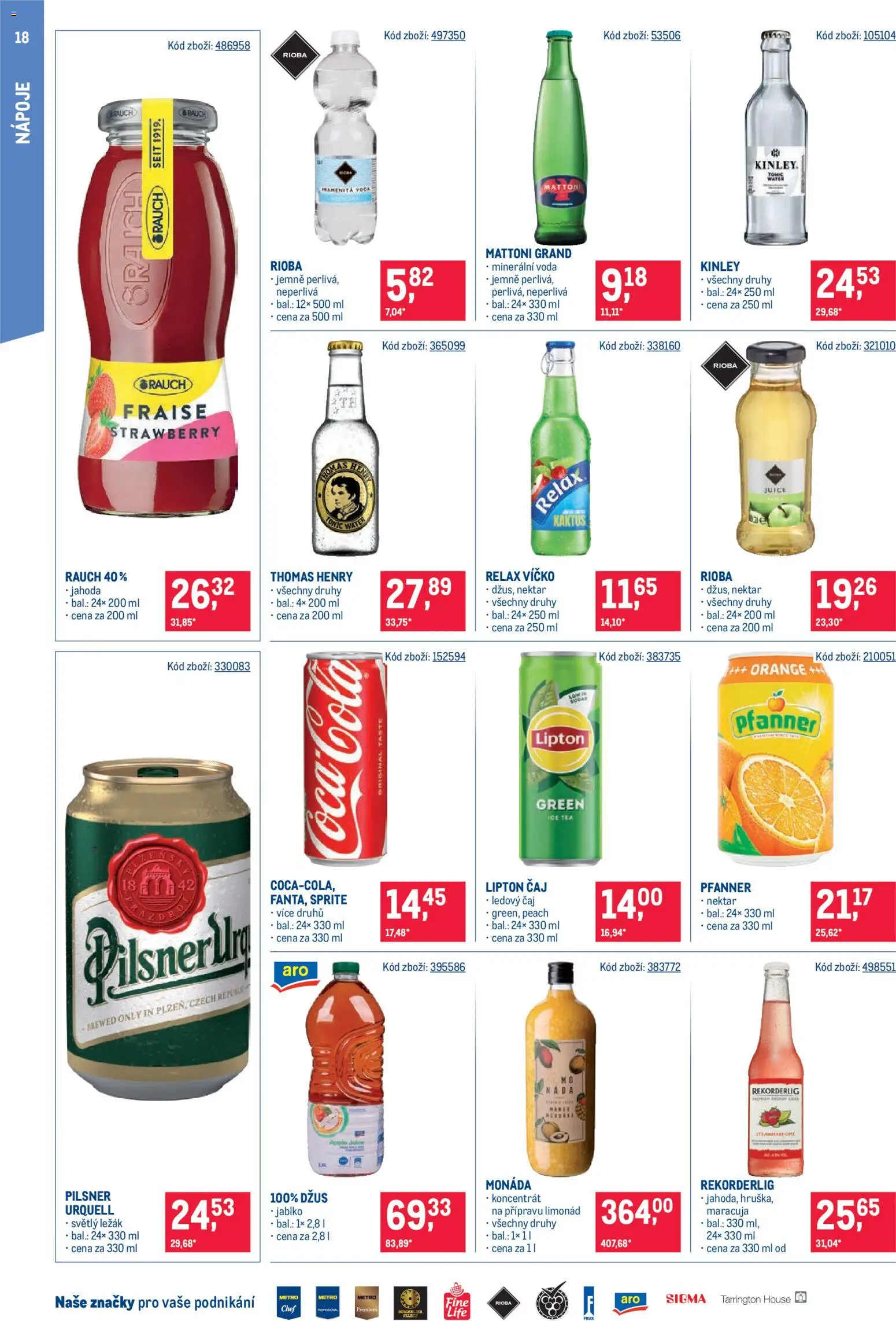 Makro leták - Gastronomie distribuce od 11.08.2026 | Strana: 18 | Produkty: Pilsner, Apple, Sprite, Ledový čaj