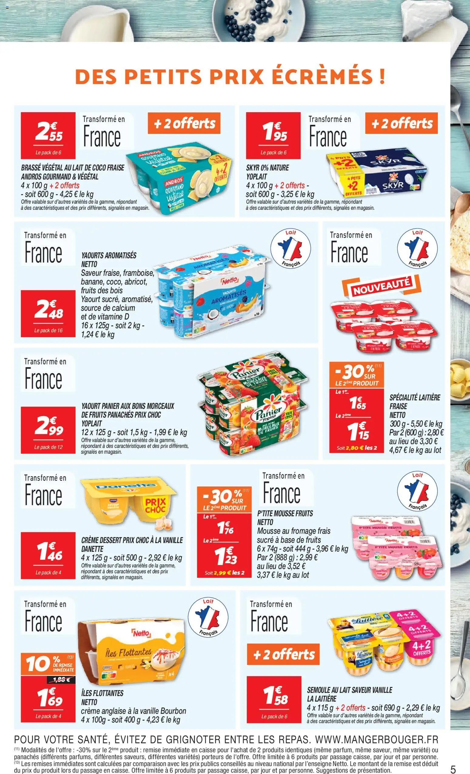 {H1} | Page: 5 | Produits: Sucre, Mousse, Semoule, Fromage