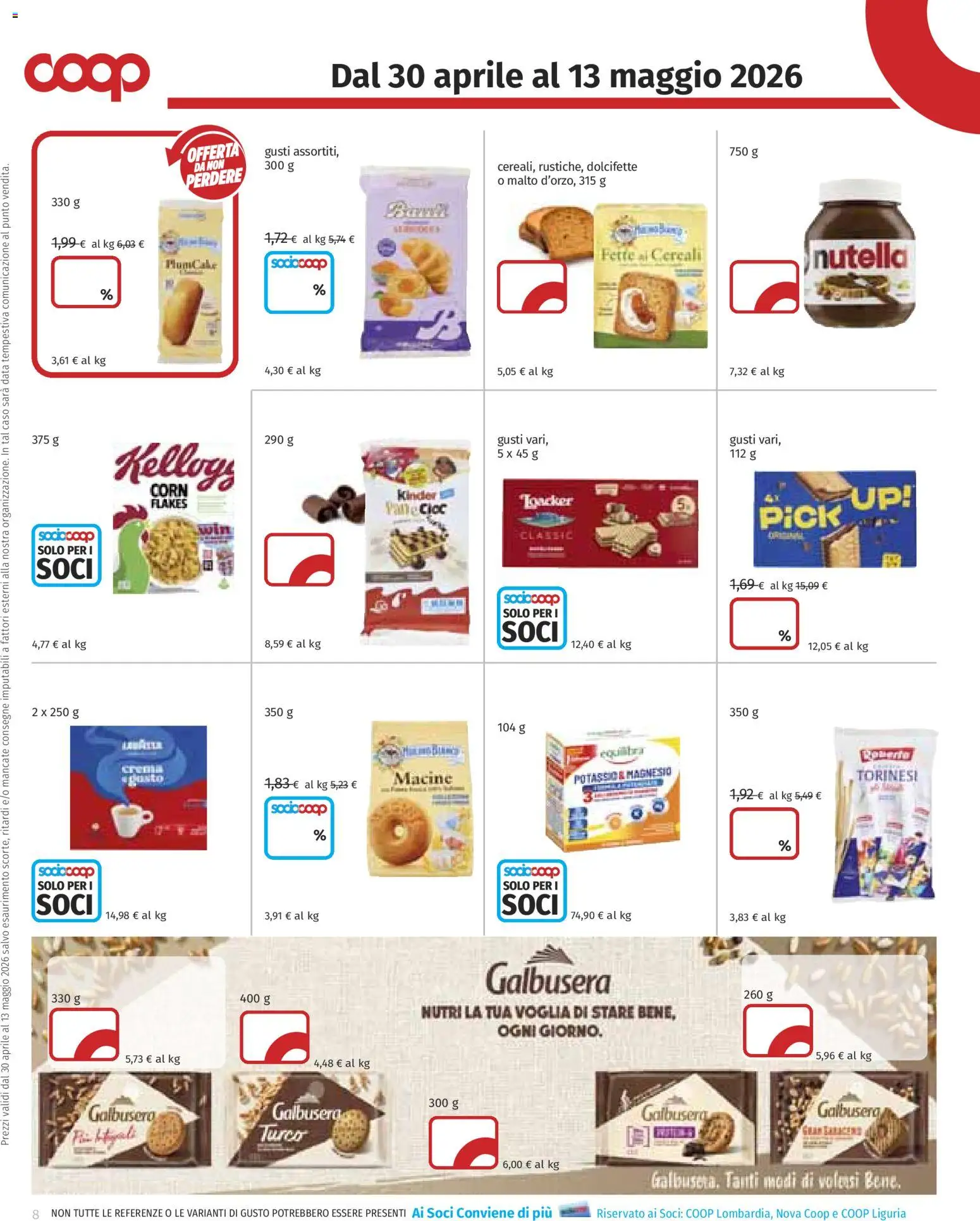 Volantino COOP del 30.04.2026 | Pagina: 8 | Prodotti: Cereali, Nutella, Data