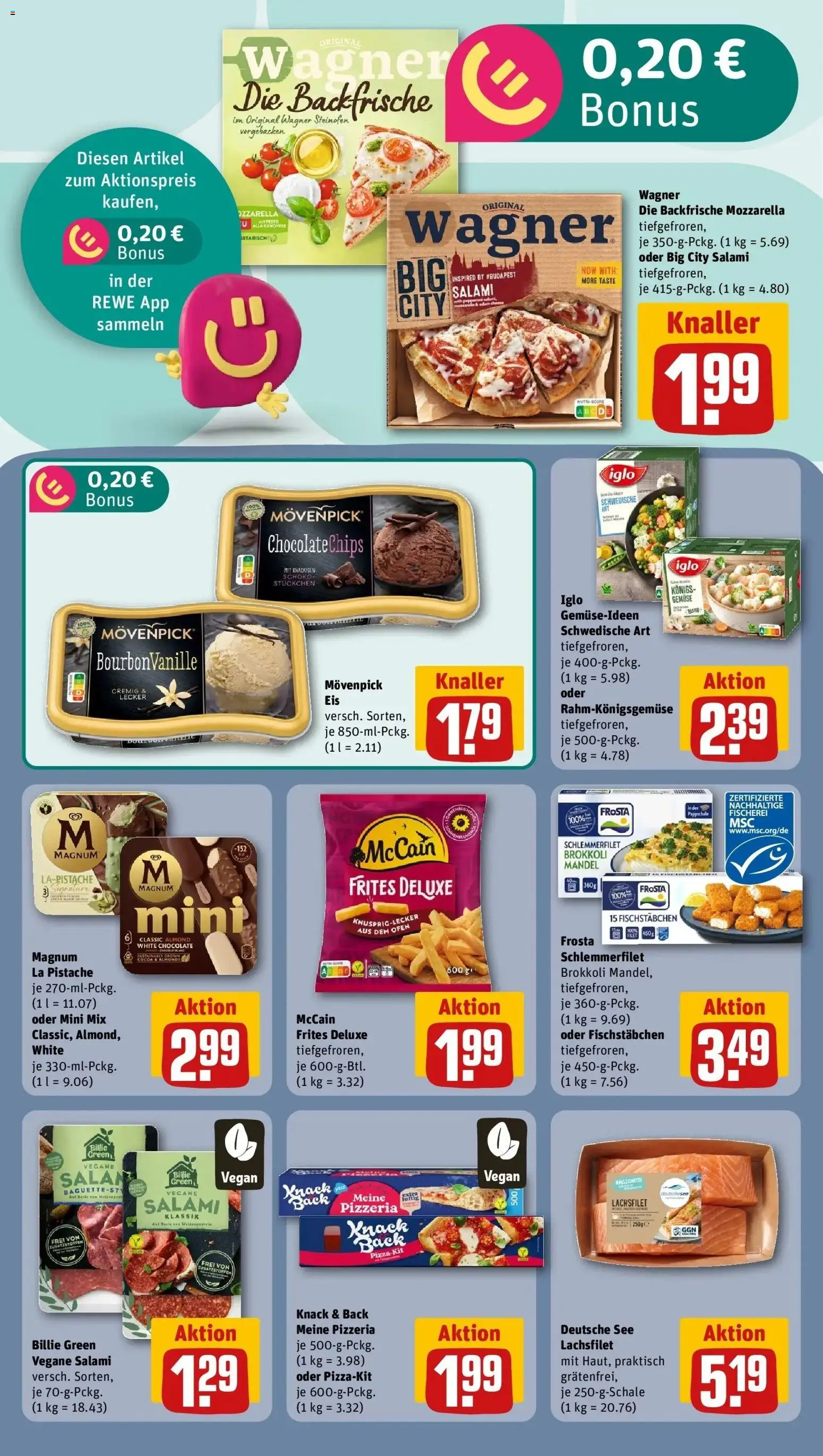 REWE Prospekt ab 28.09.2026 zum Blättern » Angebote | Seite: 20 | Produkte: Mozzarella, McCain, Frosta, Gemüse