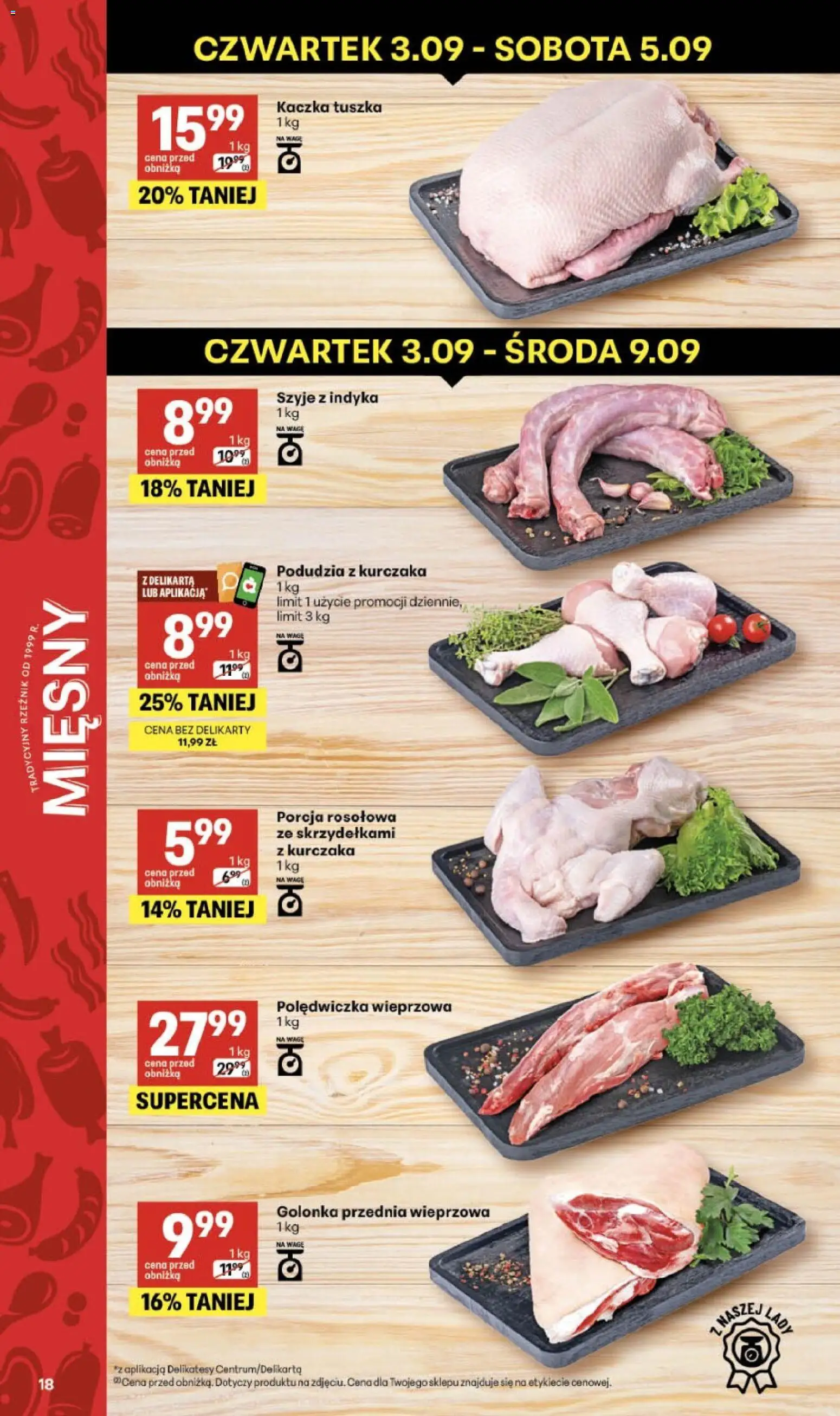 Delikatesy Centrum gazetka od 03.09.2026 | Strona: 18 | Produkty: Golonka, Porcja rosołowa, Polędwiczka wieprzowa, Delikatesy