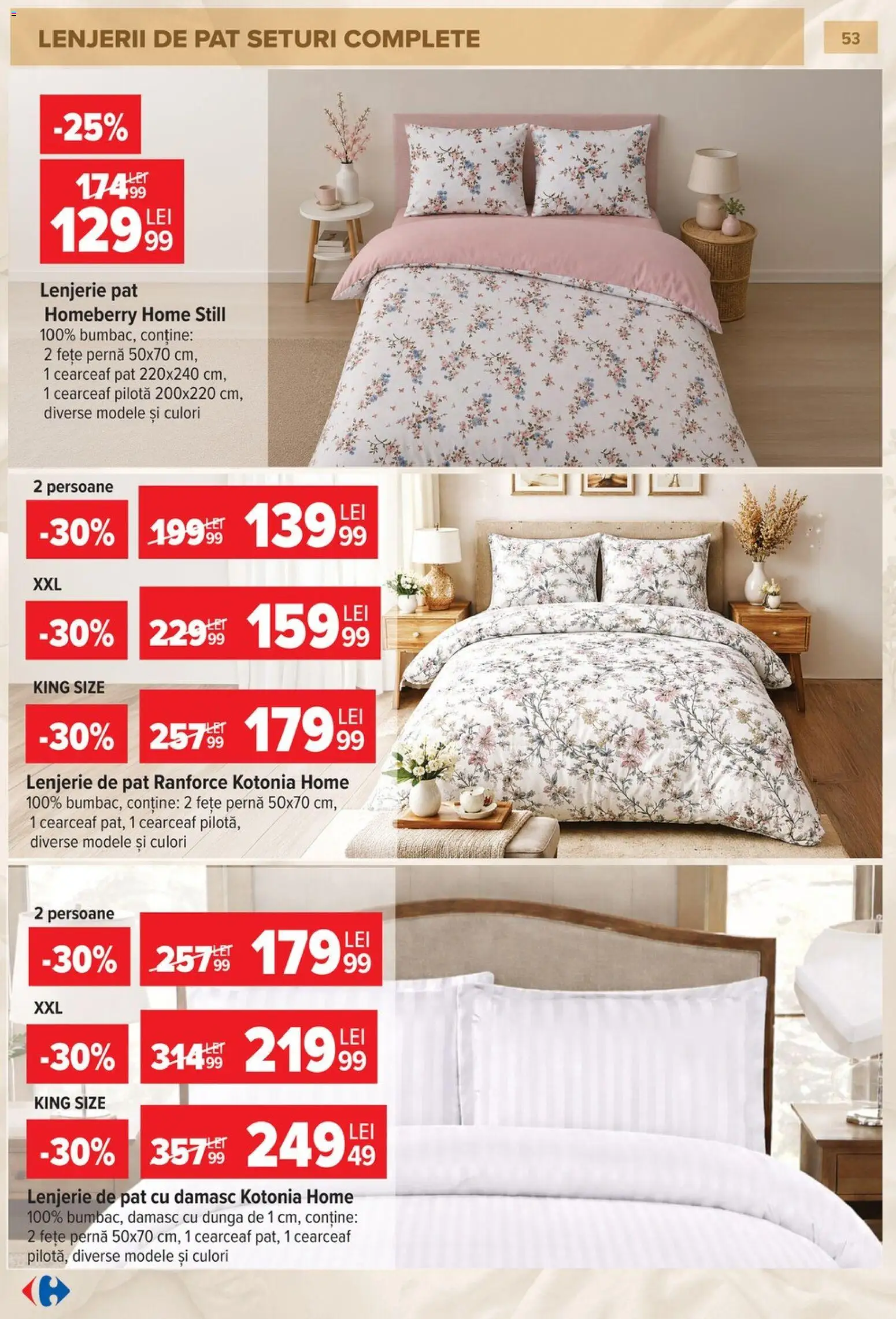 Noul catalog Carrefour – valabil de la 23.09.2026 | Pagină: 53 | Produse: Home Still, Pernă, Pilotă, Lenjerie pat