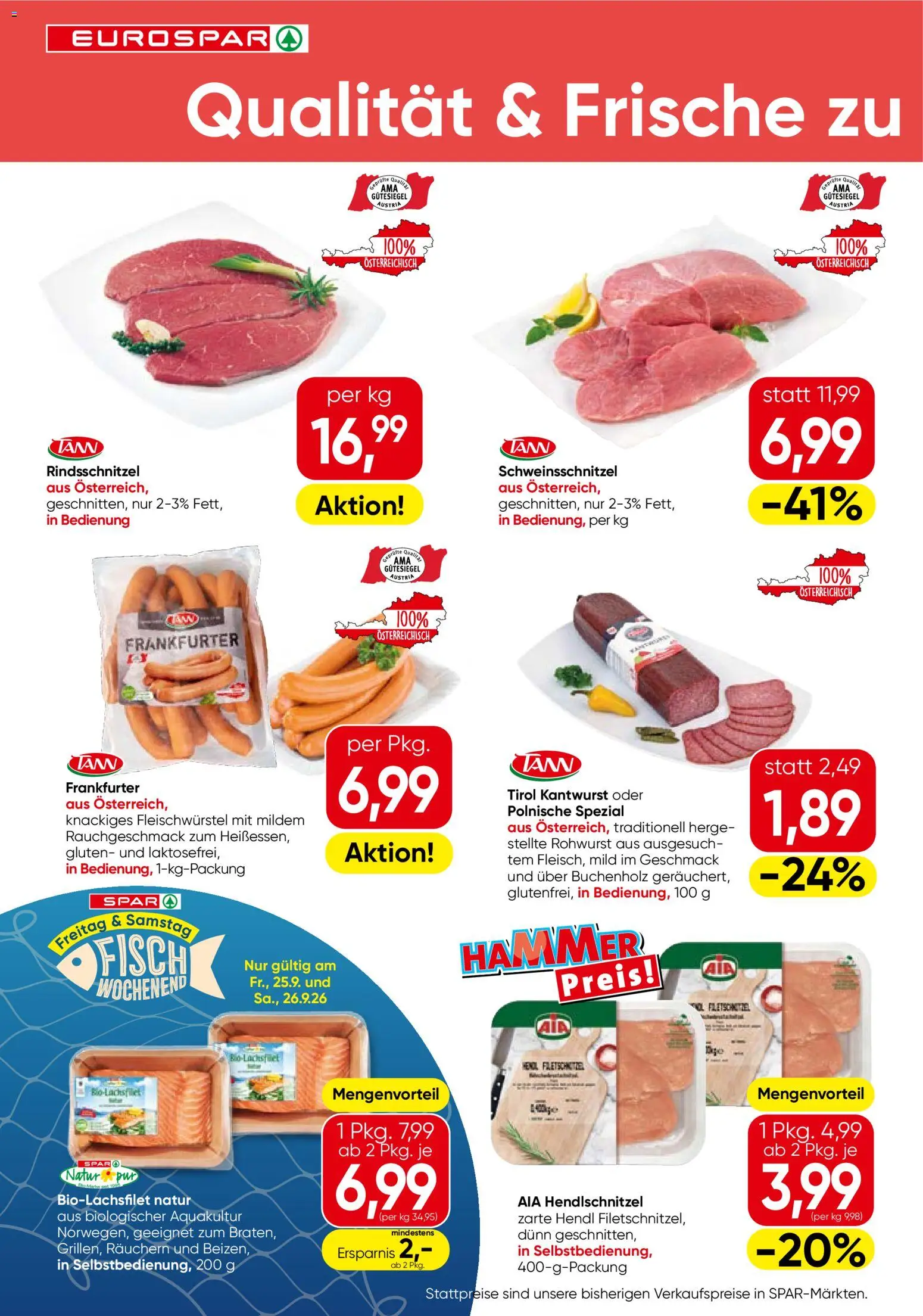 Eurospar Flugblatt gültig ab 24.09.2026 | Seite: 2 | Produkte: Lachsfilet, Fisch