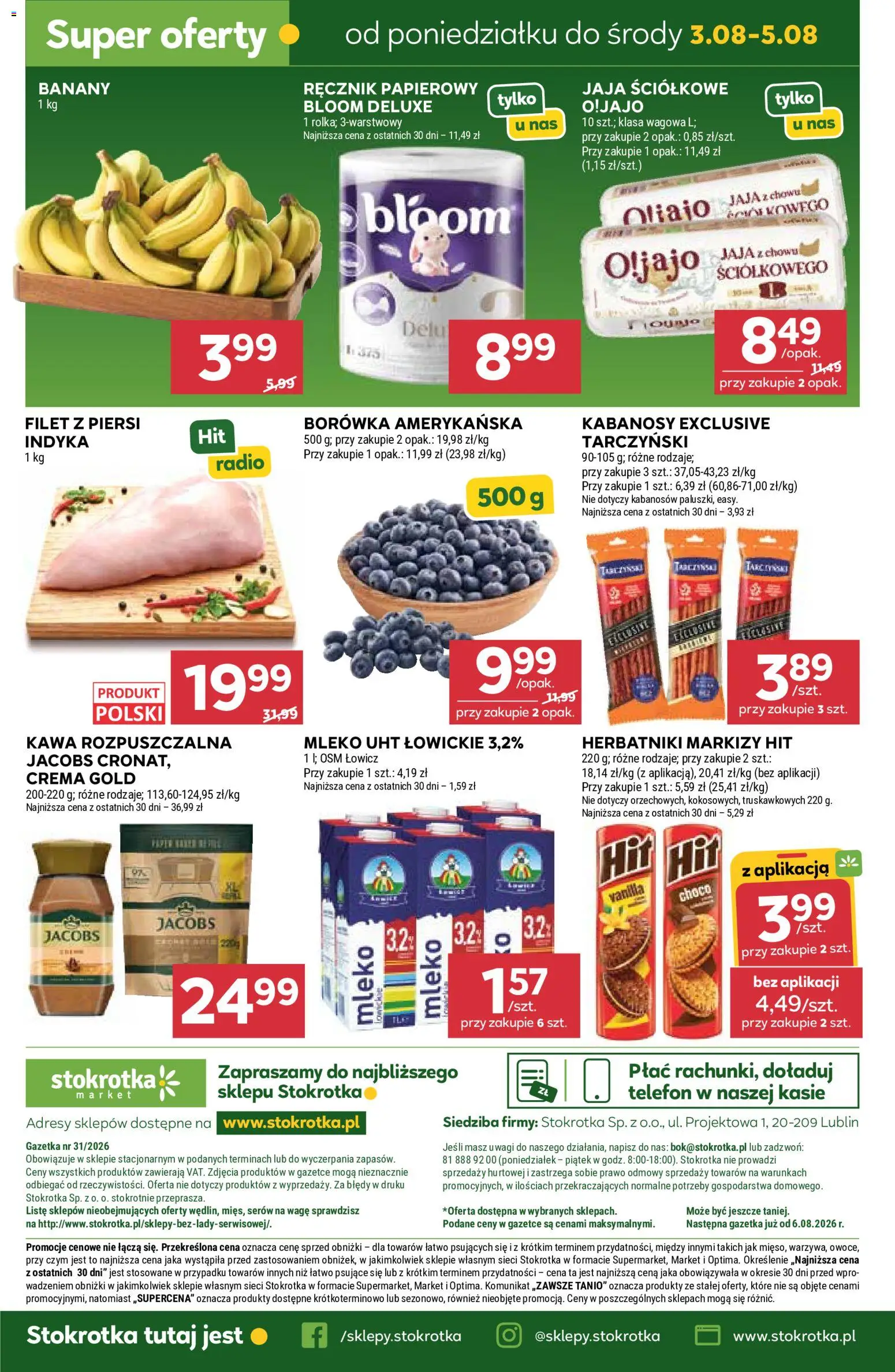 Stokrotka gazetka - Market od 30.07.2026 | Strona: 31 | Produkty: Radio, Herbatniki, Mleko, Banany