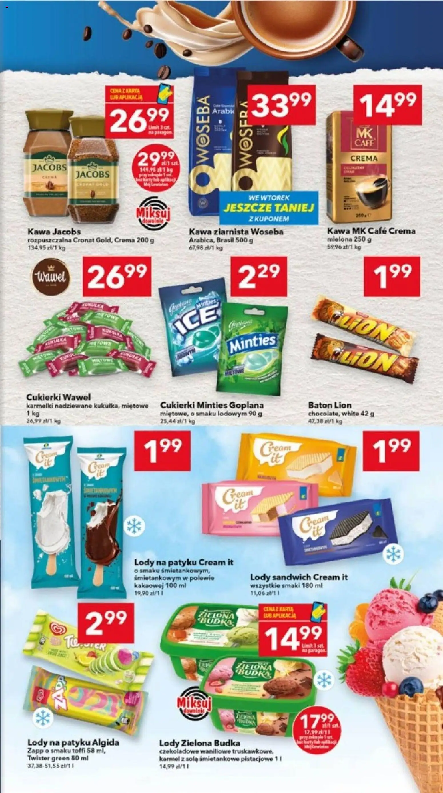 Lewiatan gazetka - Lublin od 30.07.2026 | Strona: 5 | Produkty: Kawa jacobs, Kawa ziarnista, Sandwich, Lody