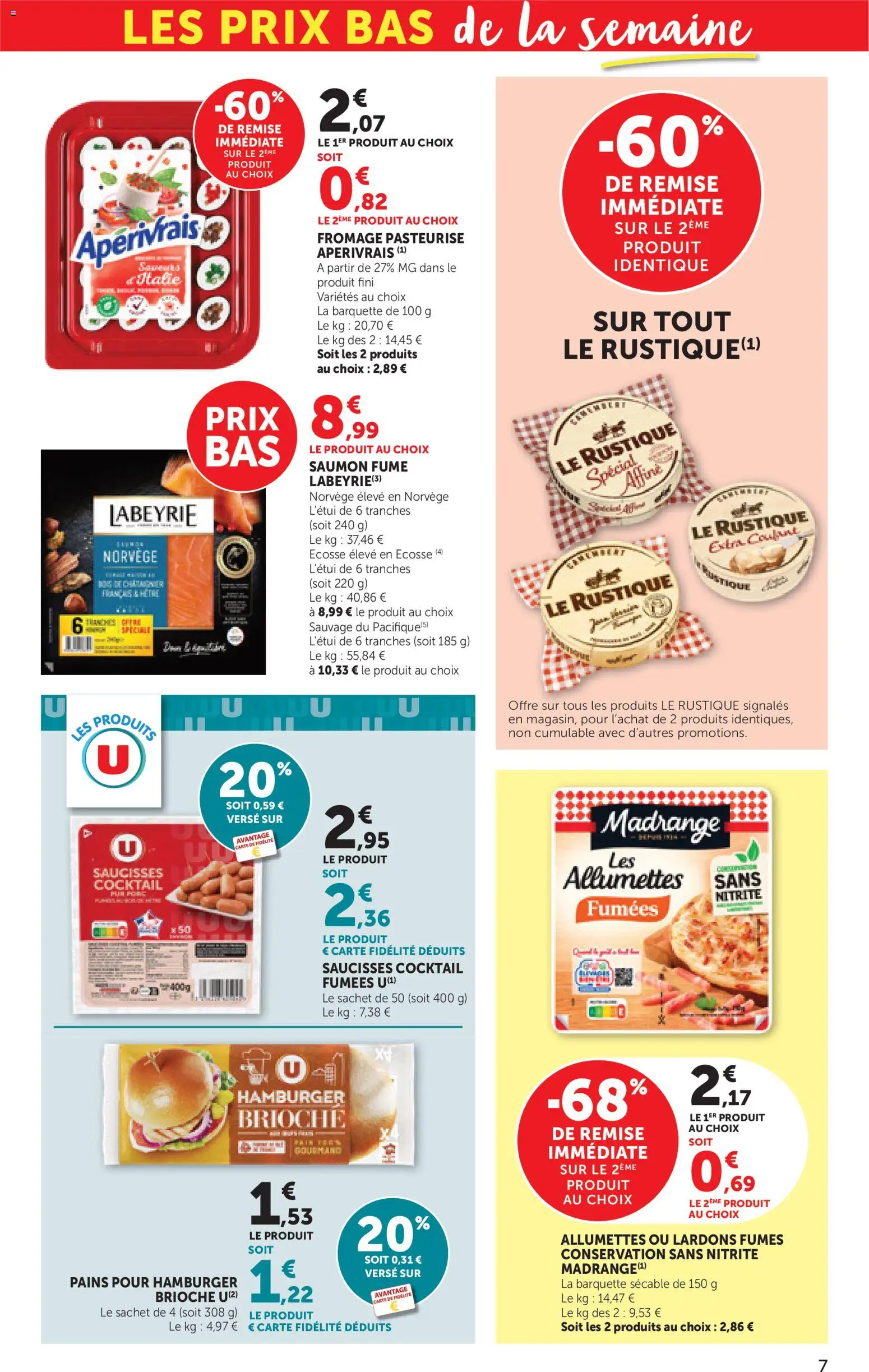 {H1} | Page: 7 | Produits: Lardons, Saumon fumé, Fromage, Saumon