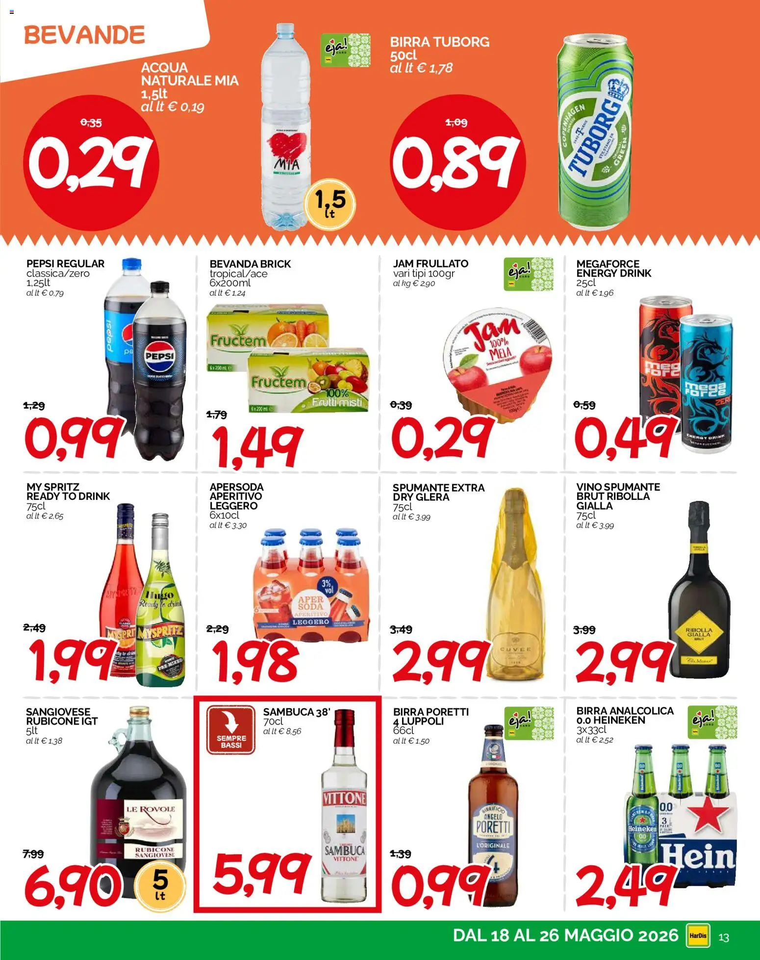 Volantino HarDis del 18.05.2026 | Pagina: 13 | Prodotti: Birra, Vino, Heineken, Aperitivo