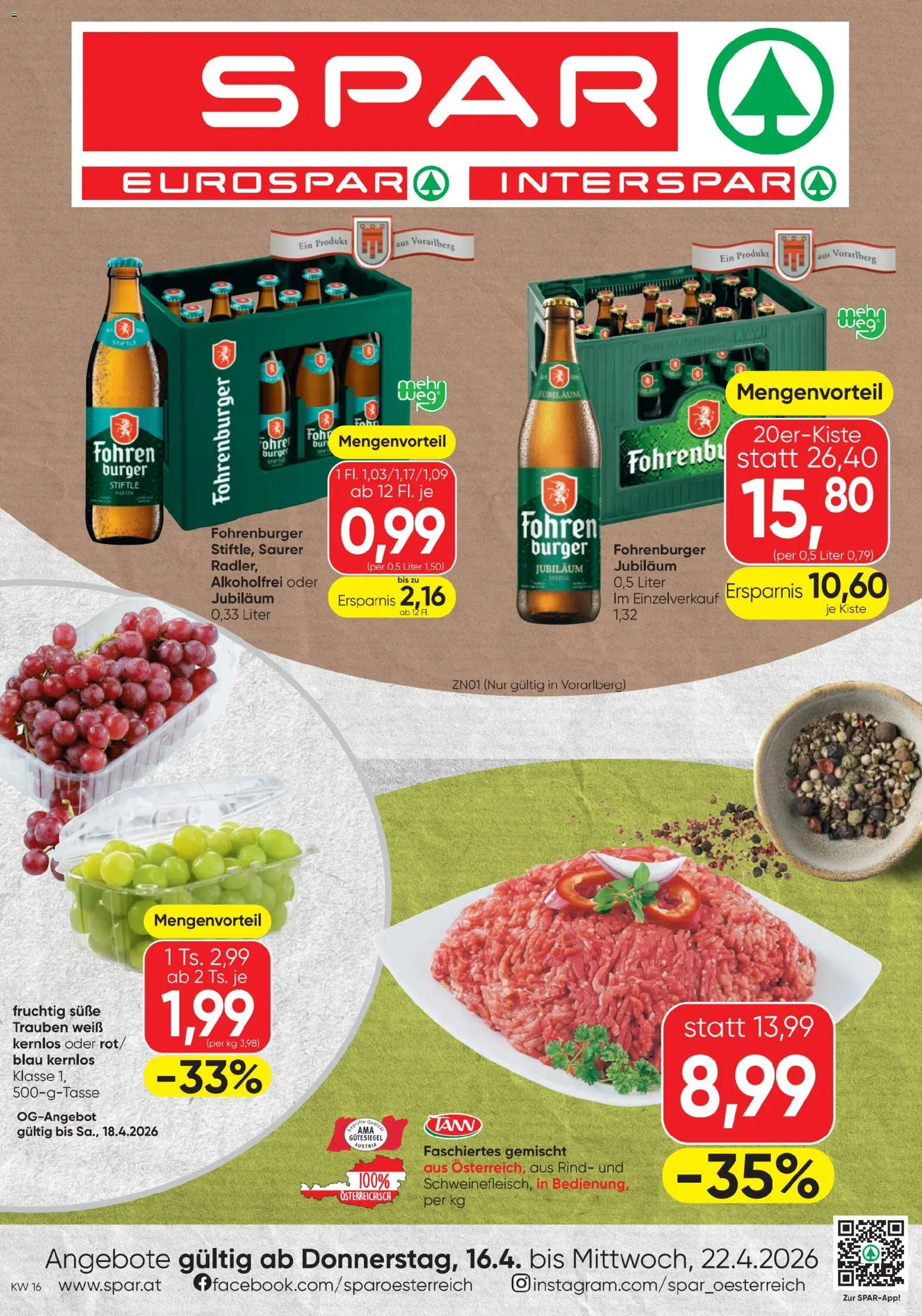 Spar - Flugblatt gültig ab 16.04.2026 | Seite: 1