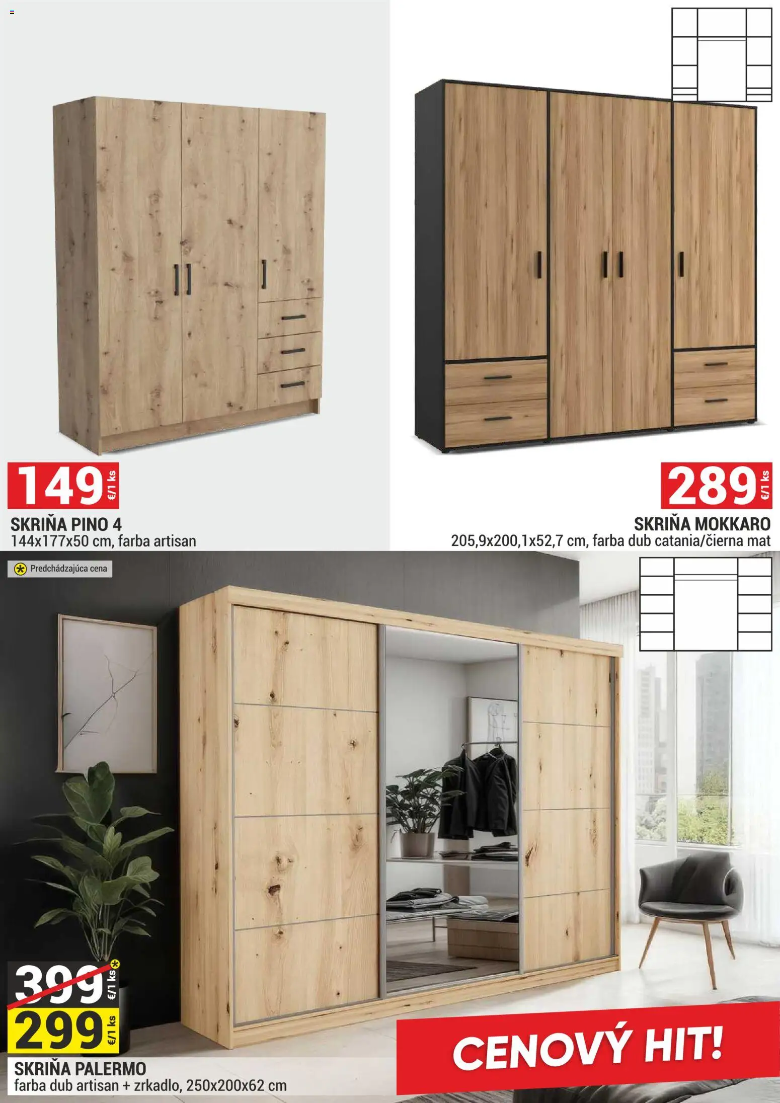 Nové Merkury Market akcie – leták je platný od 01.08.2026 | Strana: 32 | Produkty: Skriňa