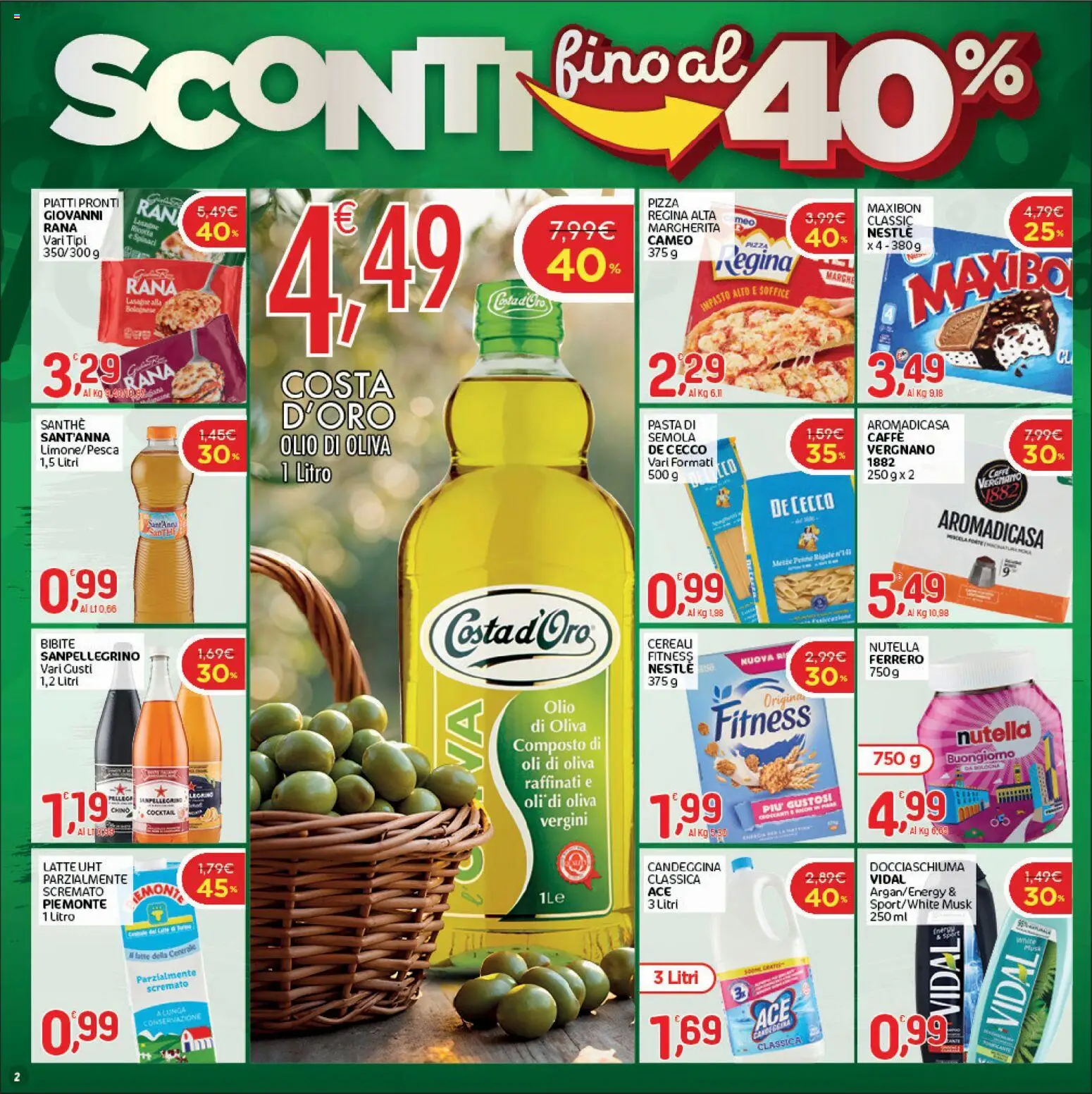 Volantino CRAI del 11.06.2026 | Pagina: 2 | Prodotti: Candeggina, Latte, Bibite, Penne