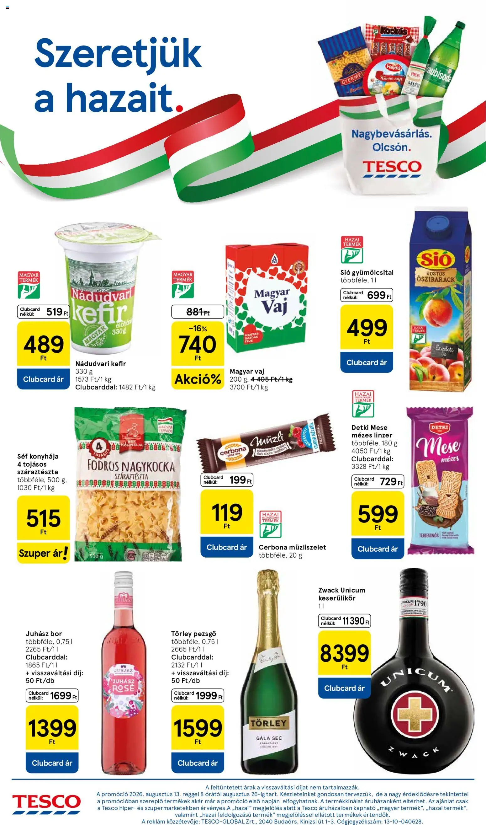 Tesco akciós ujság - amely érvényes a következő dátumtól: 2026.08.13. | Oldal: 4 | Termékek: Törley, Törley pezsgő, Fodros nagykocka, Bor