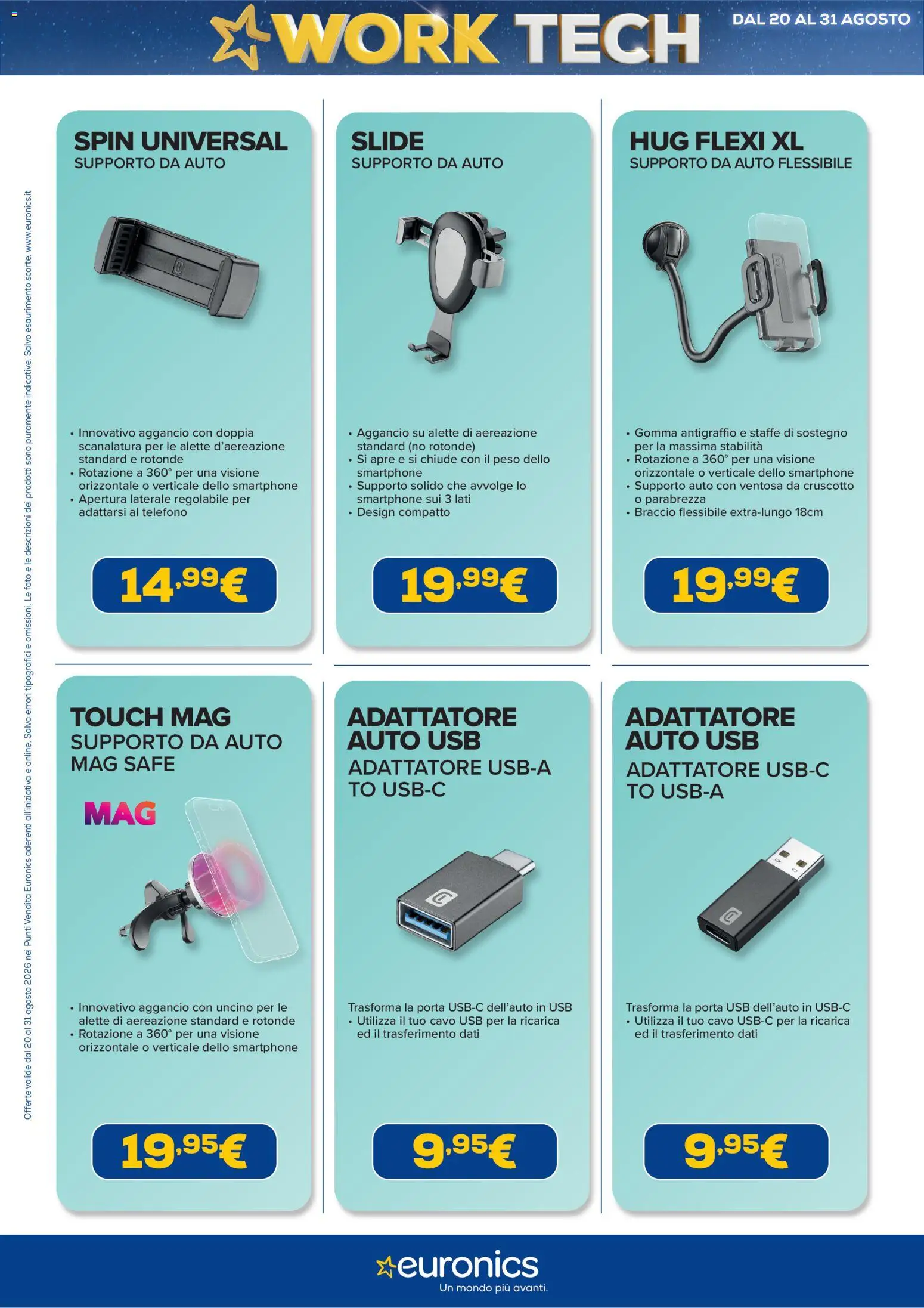 Volantino Euronics del 20/08/2026 | Pagina: 25 | Prodotti: Porta, Smartphone, Cavo, USB