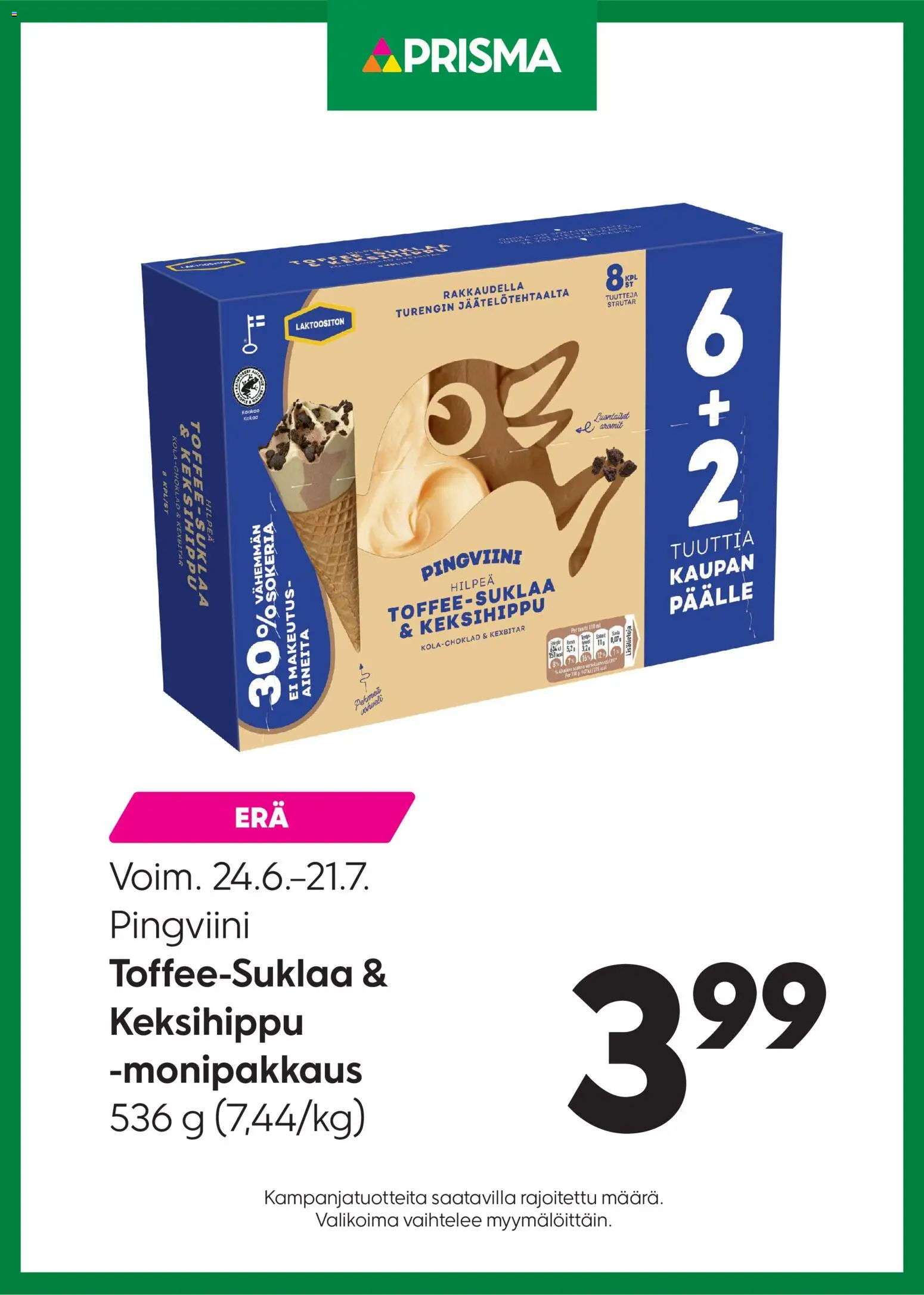 Prisma tarjoukset Pingviini – voimassa 24/06/2026 alkaen | Sivu: 1 | Tuotteet: Suklaa