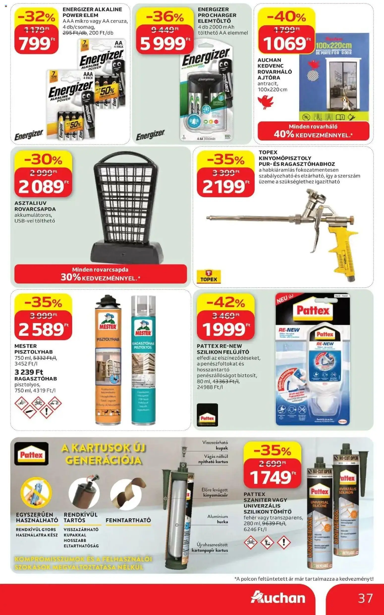 Auchan akciós ujság - amely érvényes a következő dátumtól: 2026.07.30. | Oldal: 37 | Termékek: Szilikon, Elem, Hurka, Pur