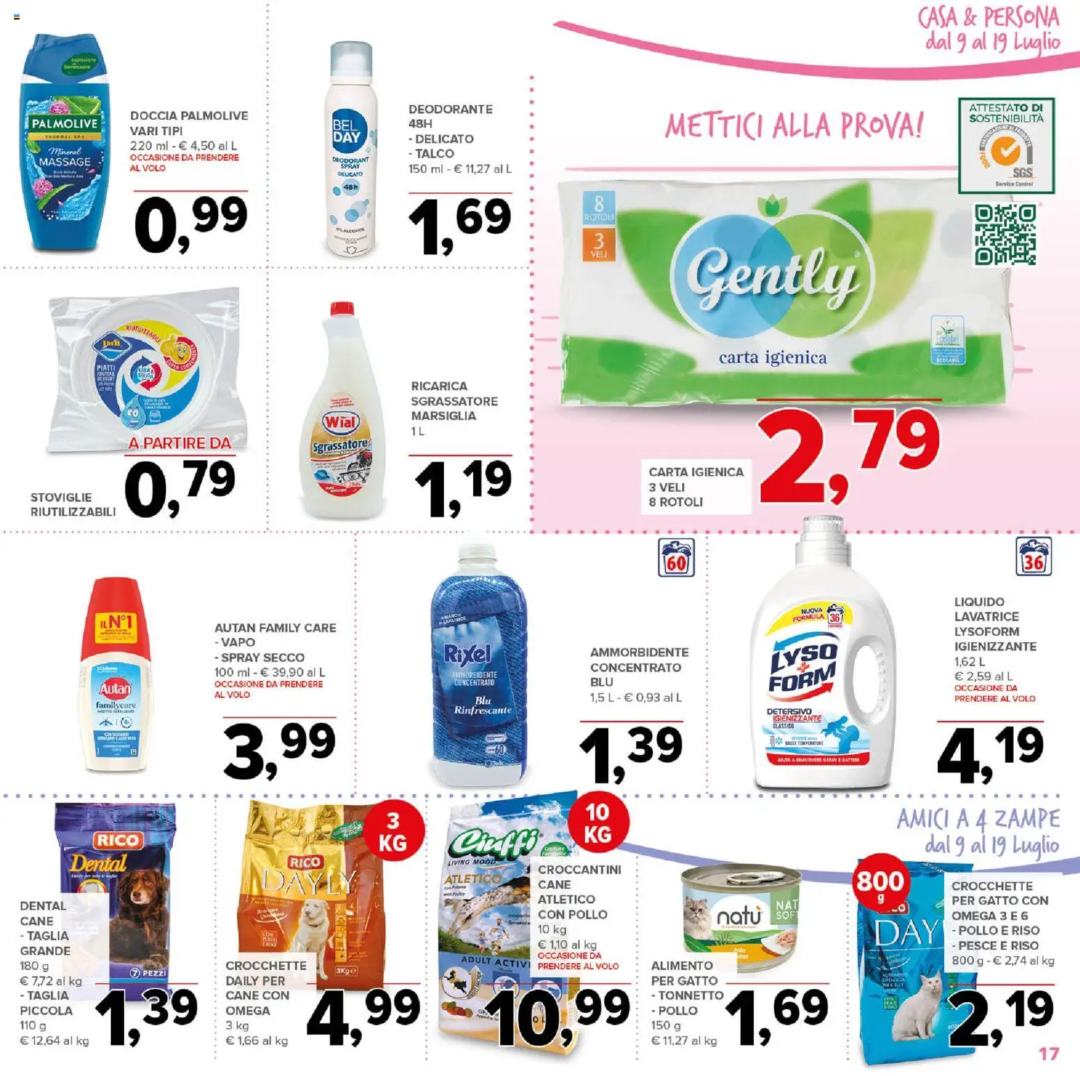Volantino Todis del 09/07/2026 | Pagina: 17 | Prodotti: Deodorante, Pollo, Ammorbidente, Pesce