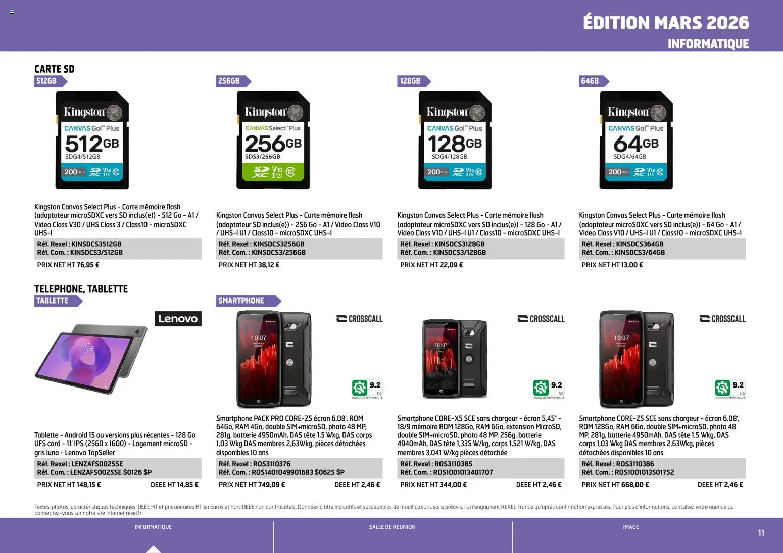 {H1} | Page: 11 | Produits: Smartphone, Tablette, Vidéo, Batterie