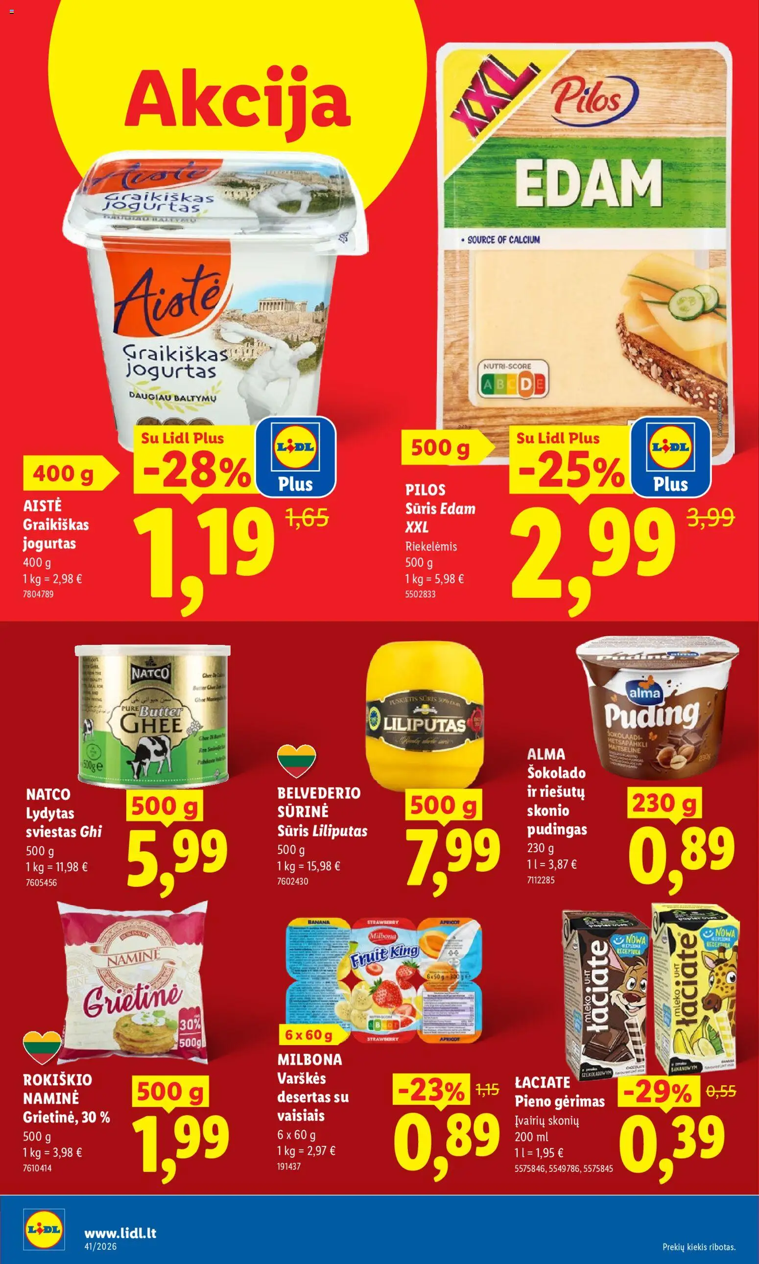 LIDL akcijos nuo 2026.10.05 | Puslapis: 44 | Prekių: Graikiškas jogurtas, Jogurtas, Sviestas, Grietinė
