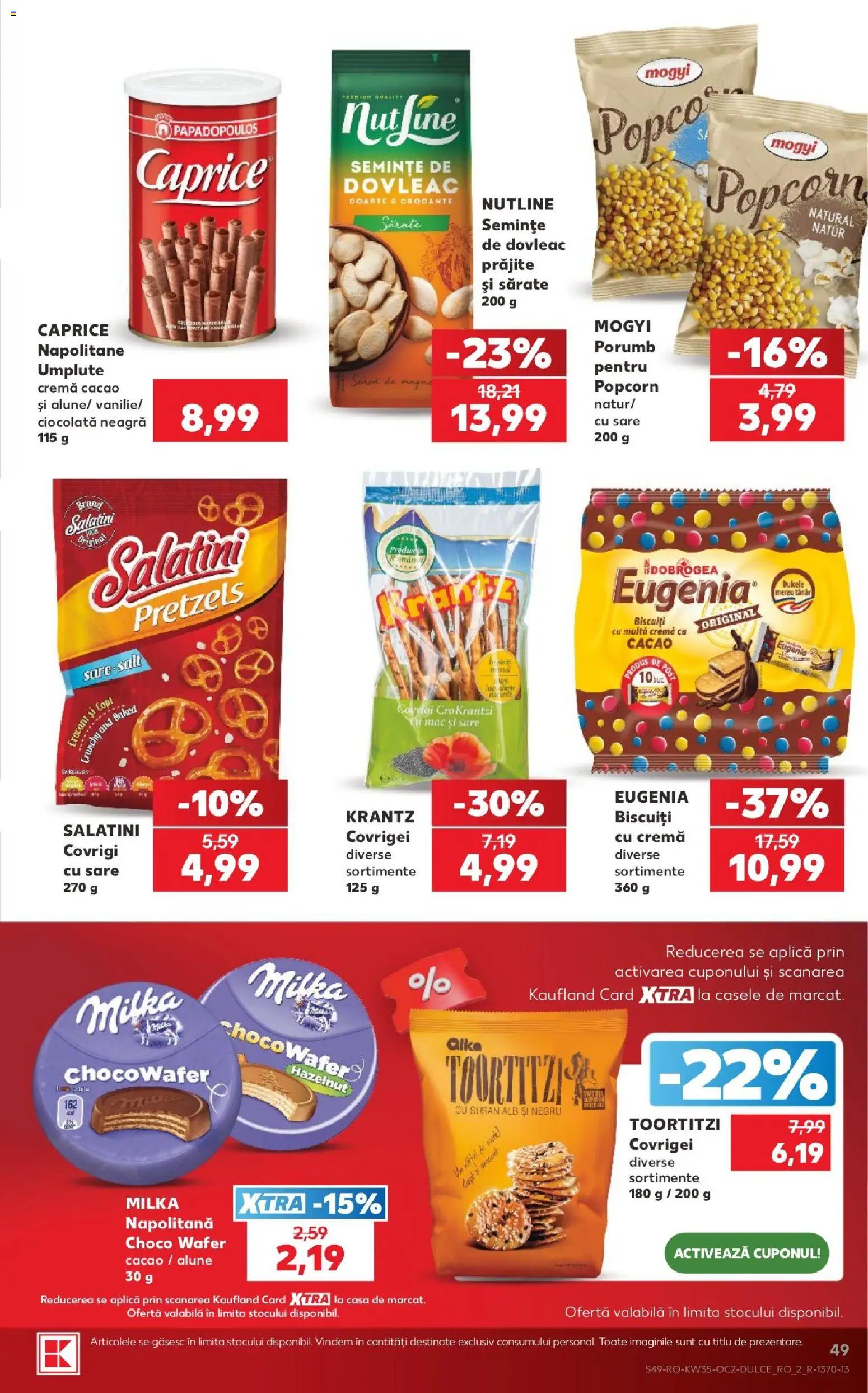 Noul catalog Kaufland – valabil de la 26.08.2026 | Pagină: 49 | Produse: Ciocolată, Cacao, Biscuiți, Sare
