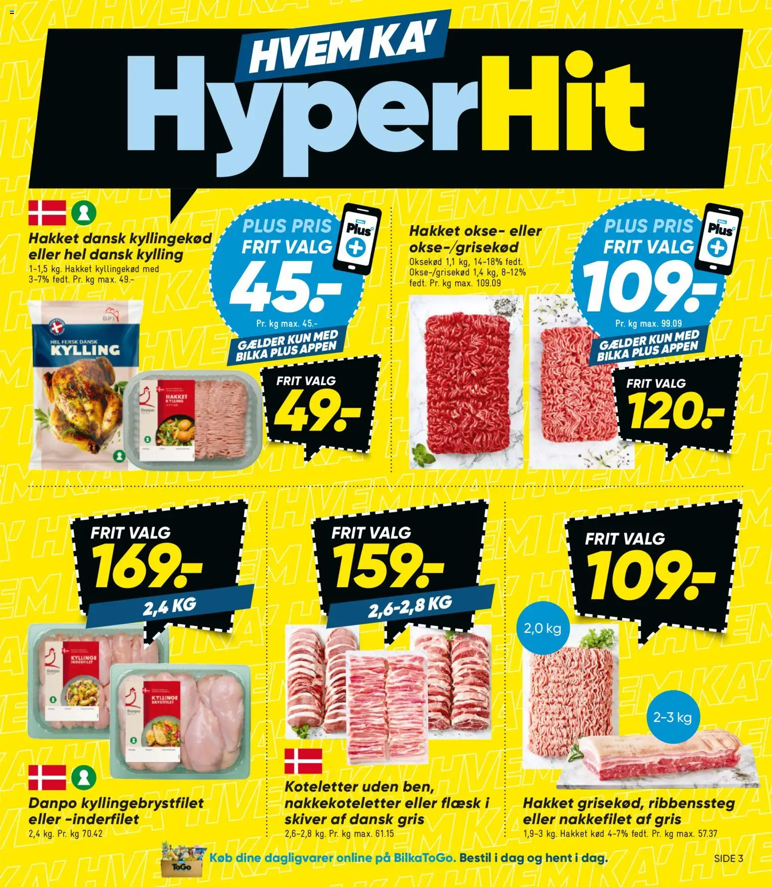 Bilka tilbudsavis – gyldig fra 12.06.2026 | Side: 3 | Produkter: Kyllingekød, Koteletter, Hakket kød, Nakkefilet