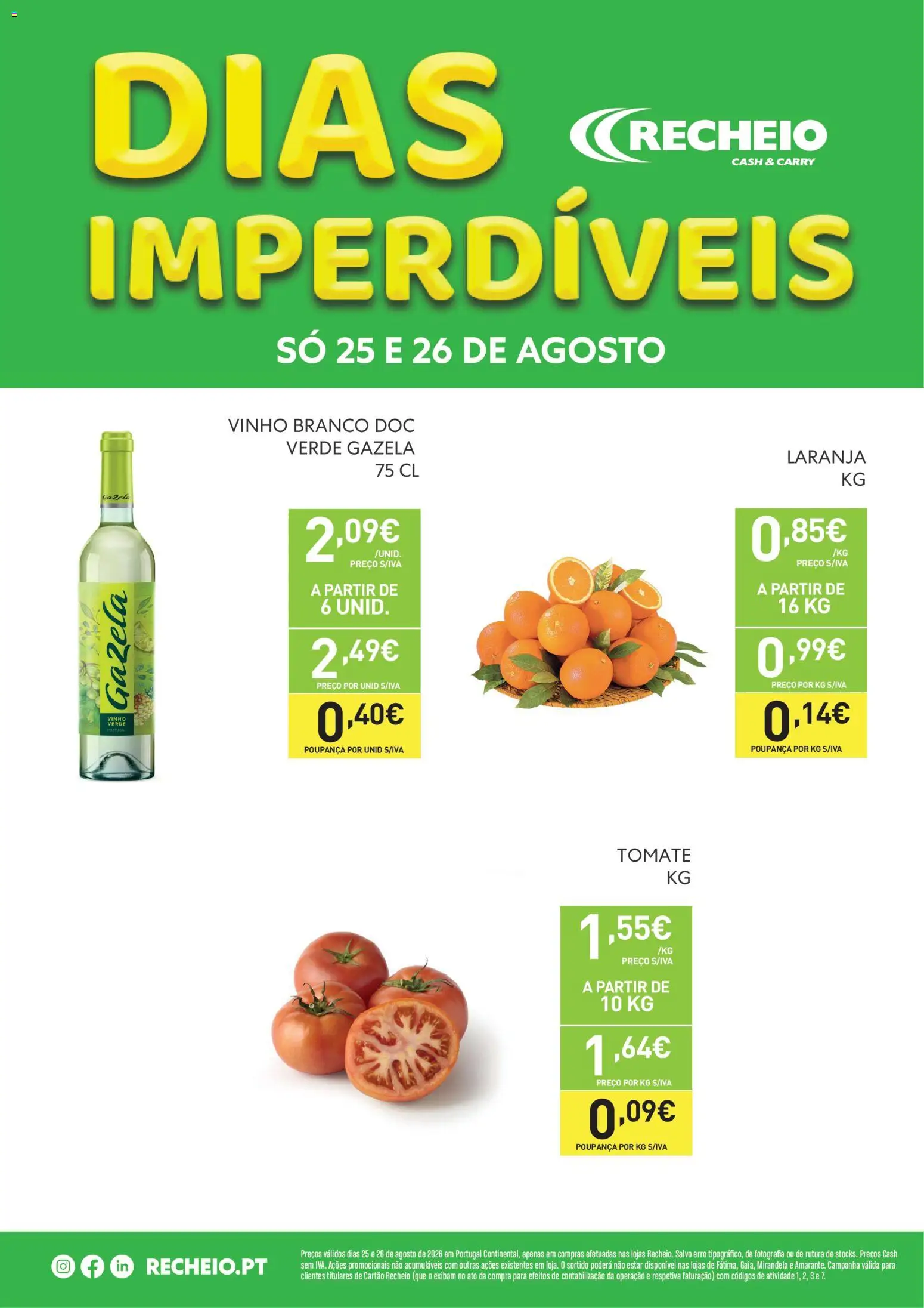 Recheio - Dias Imperdíveis │ válido de 25/08/2026 | Página: 2 | Produtos: Vinho branco, Vinho, Tomate