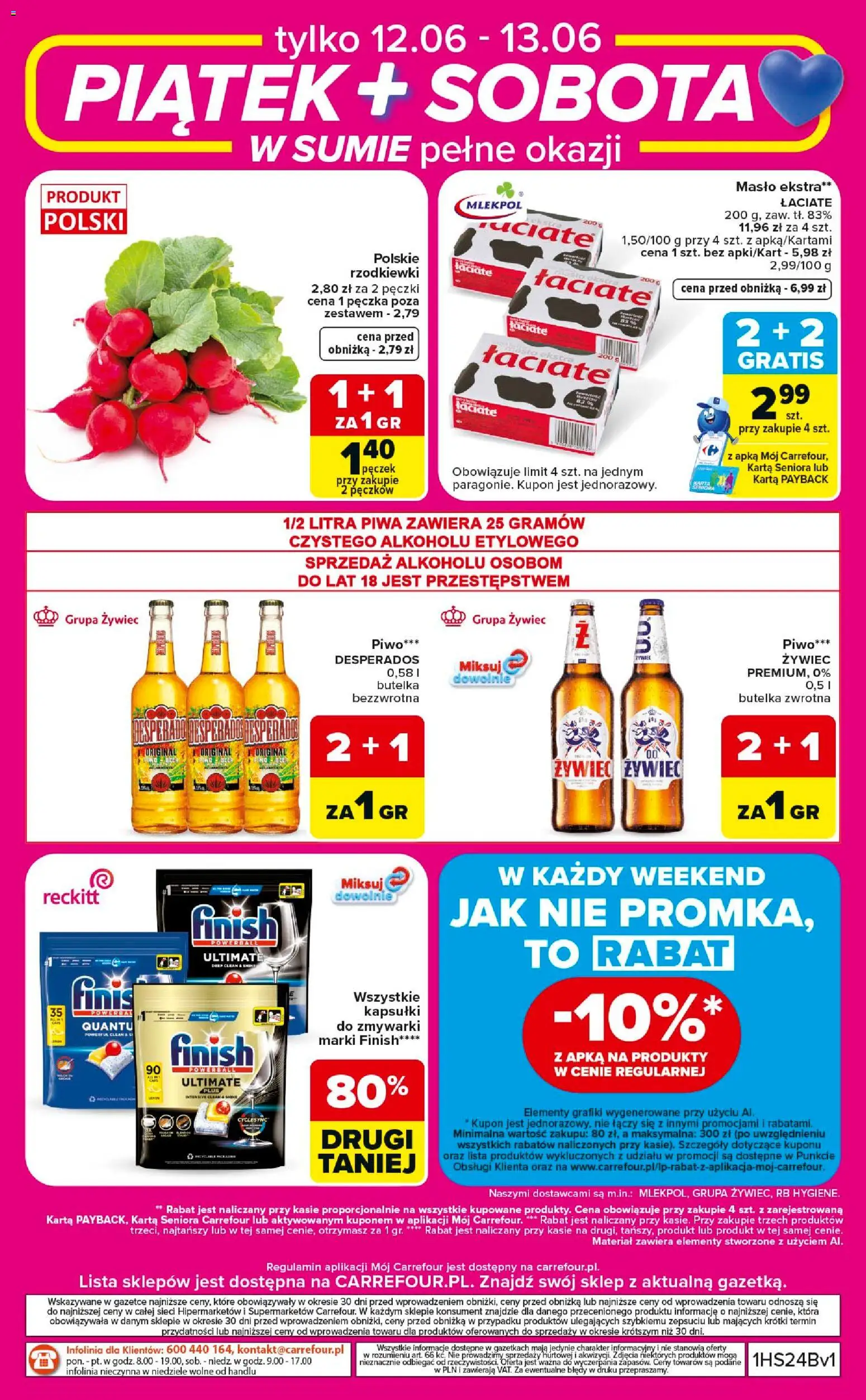 Carrefour gazetka - Weekend okazji od 11.06.2026 | Strona: 8 | Produkty: Karta, Masło, Piwo, Finish