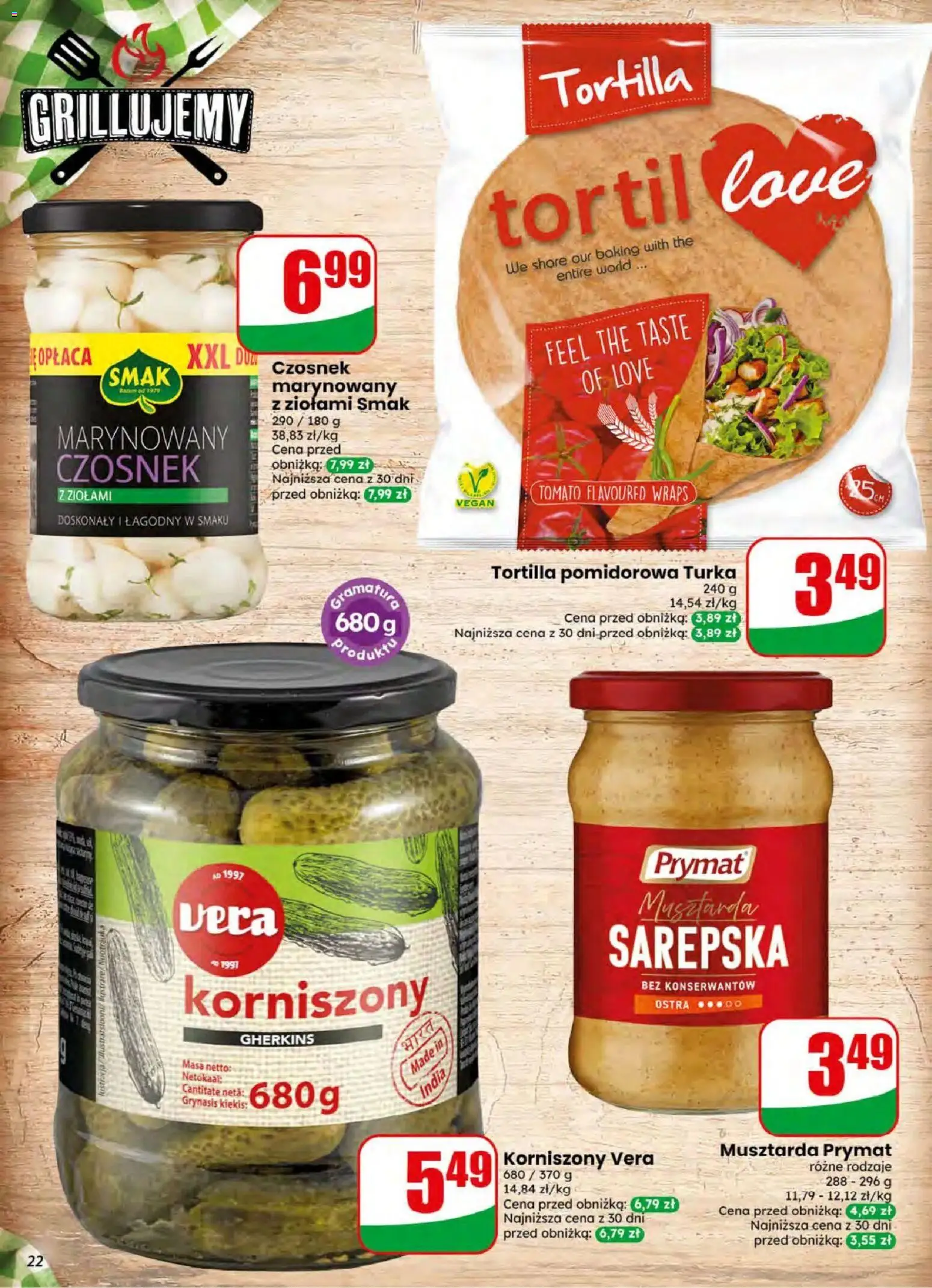 Dino gazetka od 08.07.2026 | Strona: 22 | Produkty: Czosnek, Tortilla, Musztarda